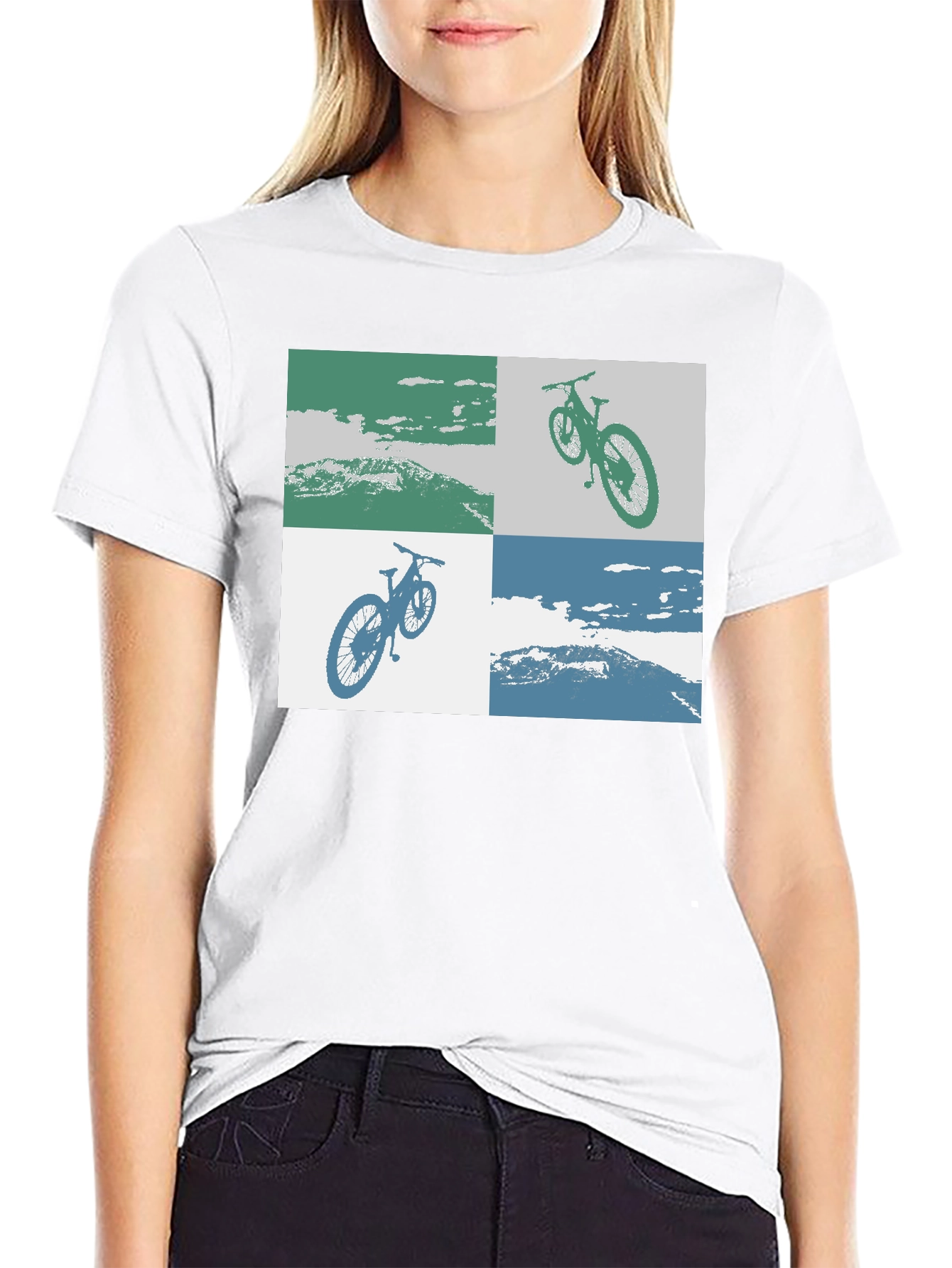 Black Mountain Bike Graphic Tee - Black Cotton T-Shirt view 9