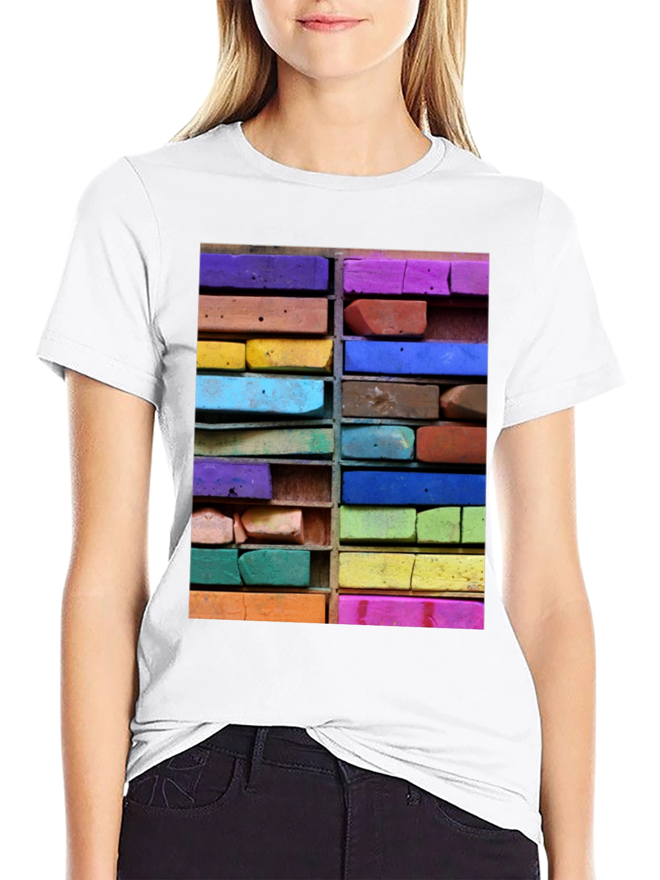 Black Artistic Pastels T-Shirt view 9