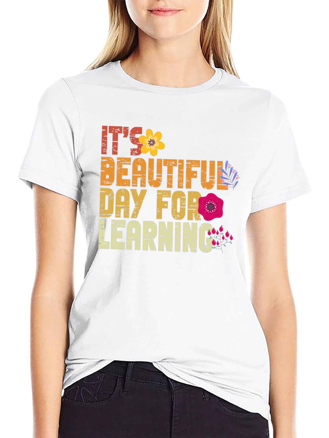 Black Beautiful Day for Learning T-Shirt view 9