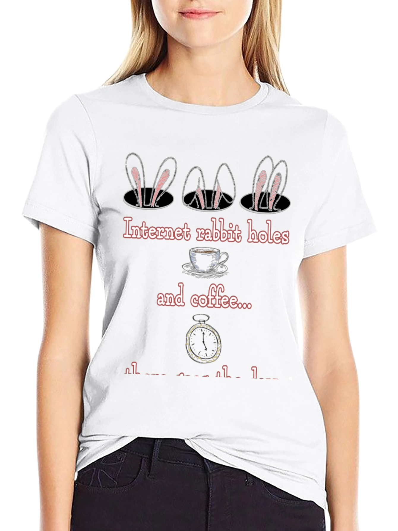 Black Rabbit Hole & Coffee T-Shirt - Alice in Wonderland Inspired Tee view 9