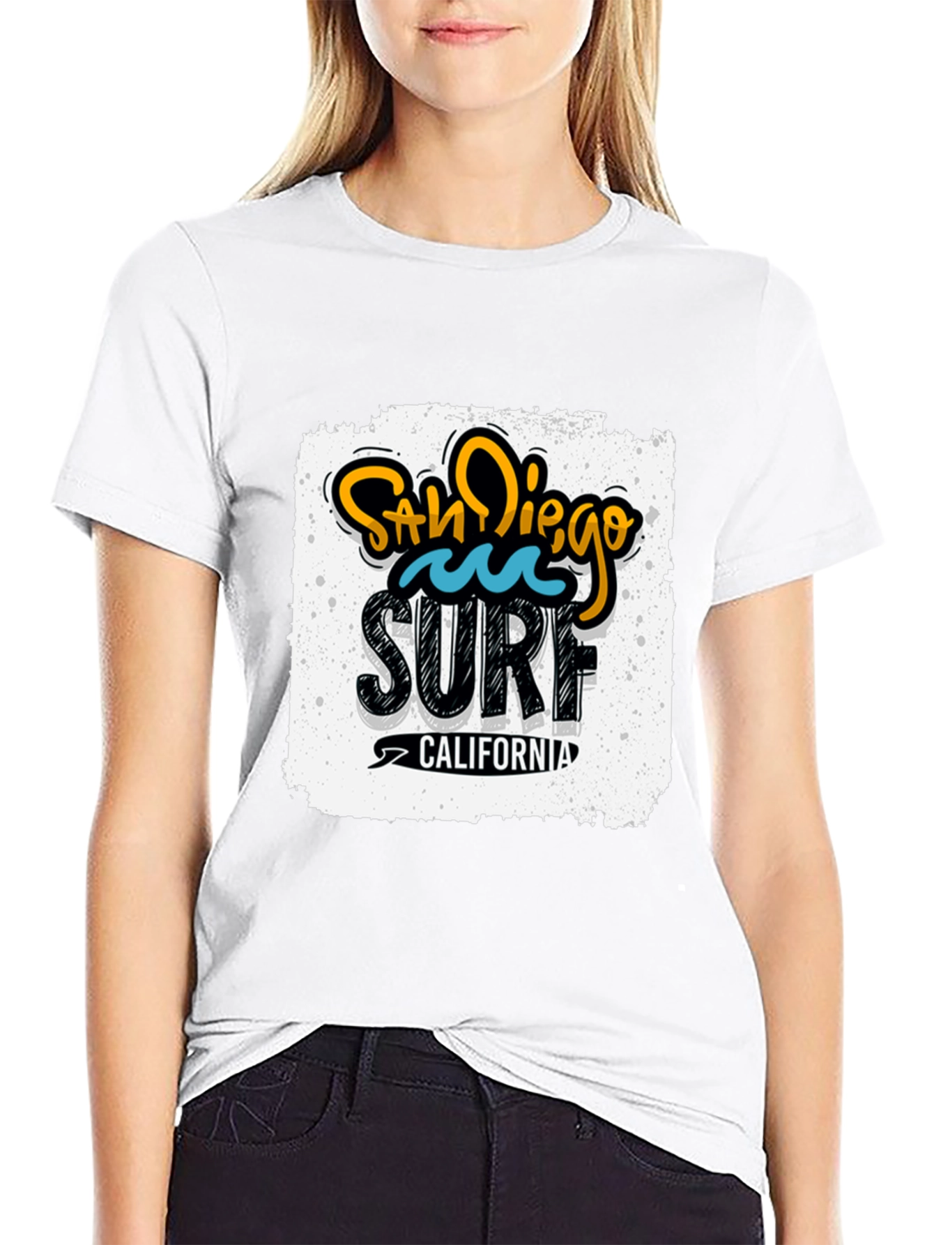 Black San Diego Surf California Graphic Tee - Black Cotton T-Shirt view 9