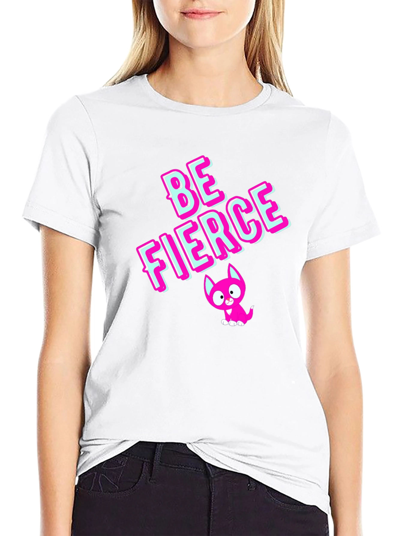 Black Be Fierce Graphic Tee - Stylish Black Cotton T-Shirt view 9