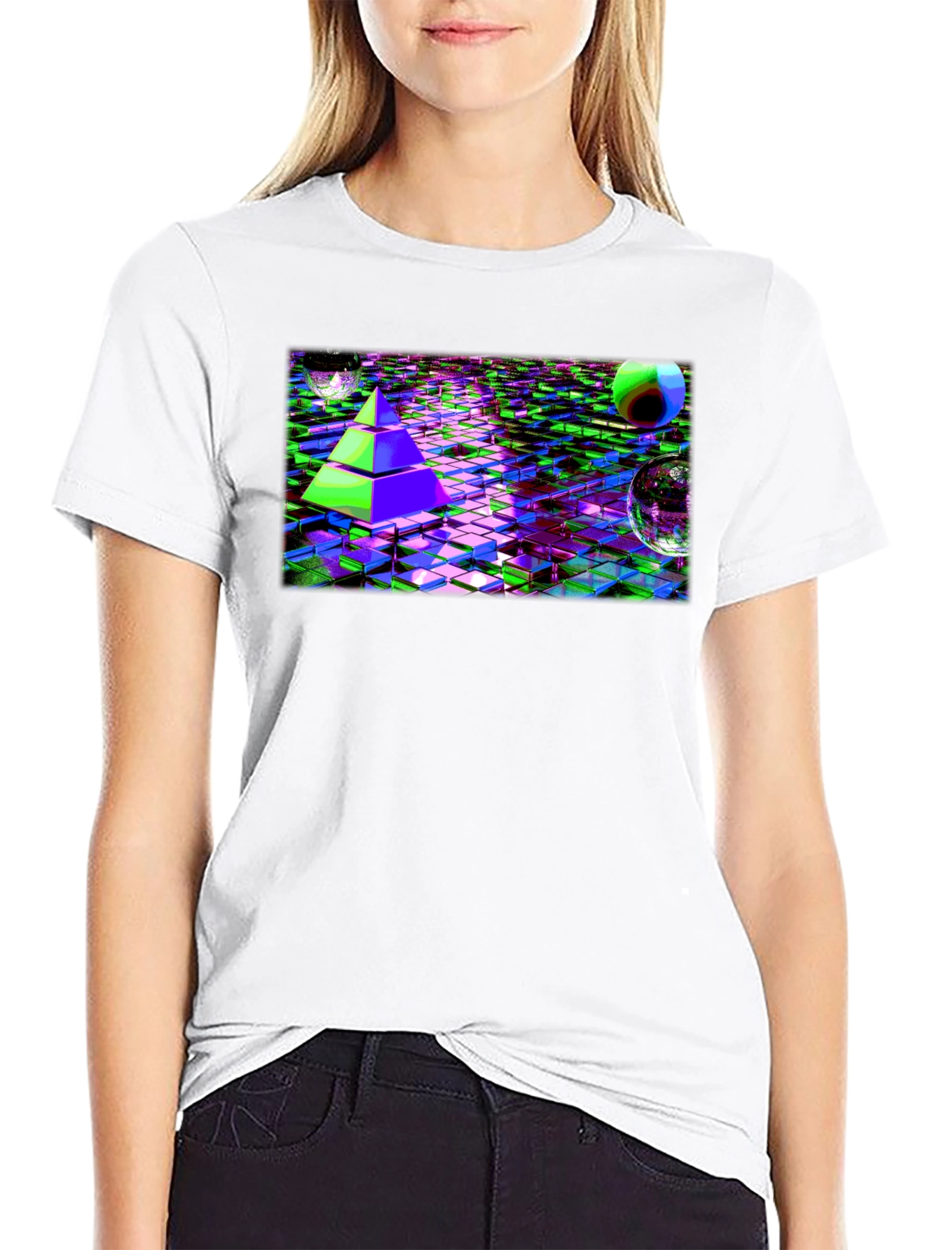 Cyber Pyramid T-Shirt: Glitch Art Tee - 9