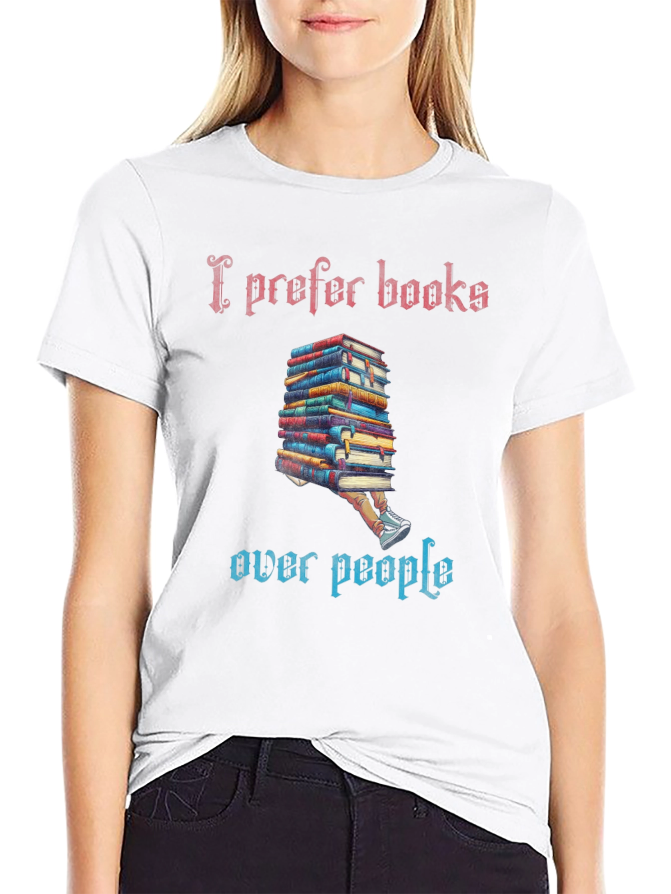 Black I Prefer Books T-Shirt view 9