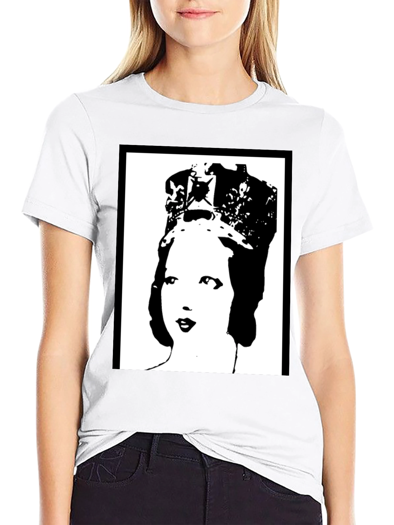Black Queen Elizabeth Pop Art Black T-Shirt view 9