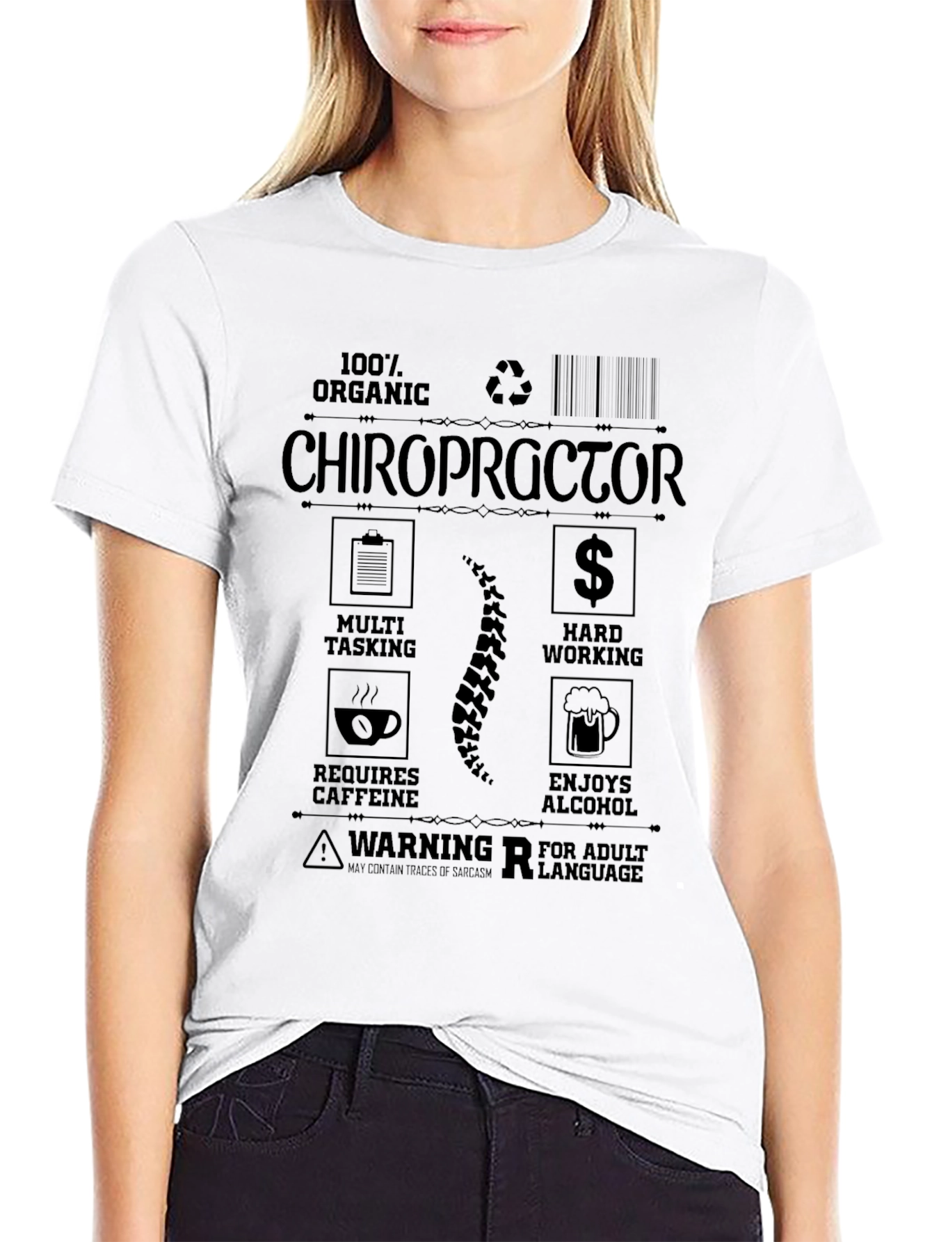 Black Chiropractor T-Shirt: 100% Organic Adult Humor view 9