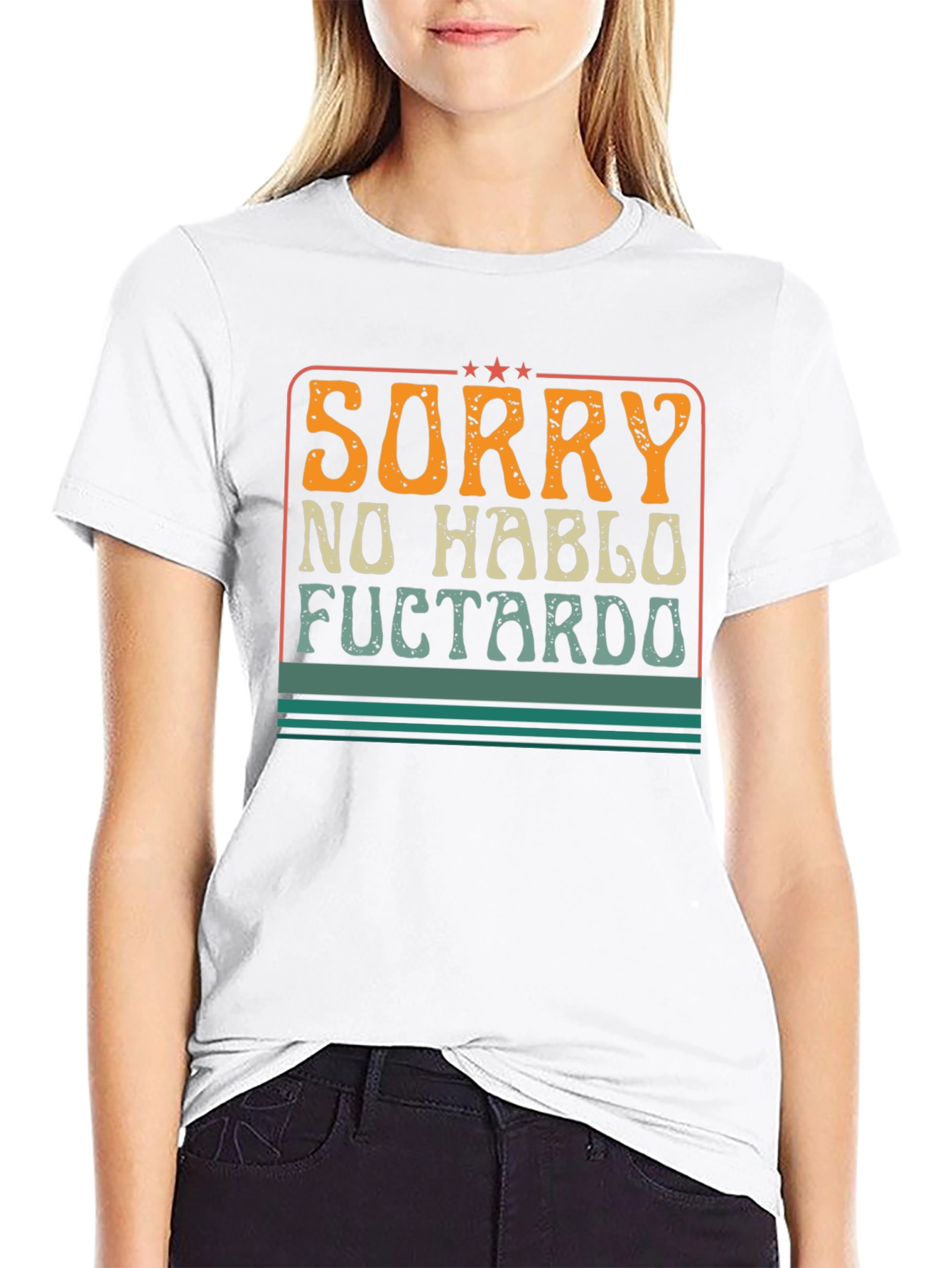 Black Sorry No Hablo Fuctardo Funny Graphic Tee view 9