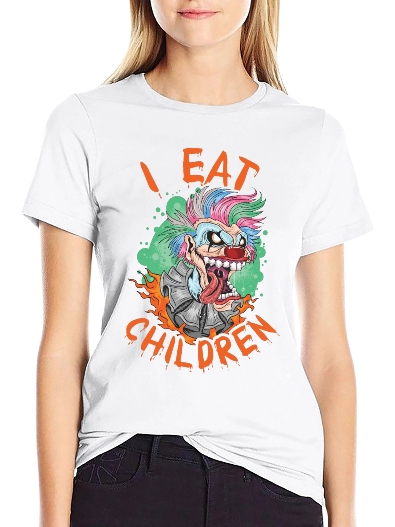 Black I Eat Children Clown Graphic T-Shirt view 9