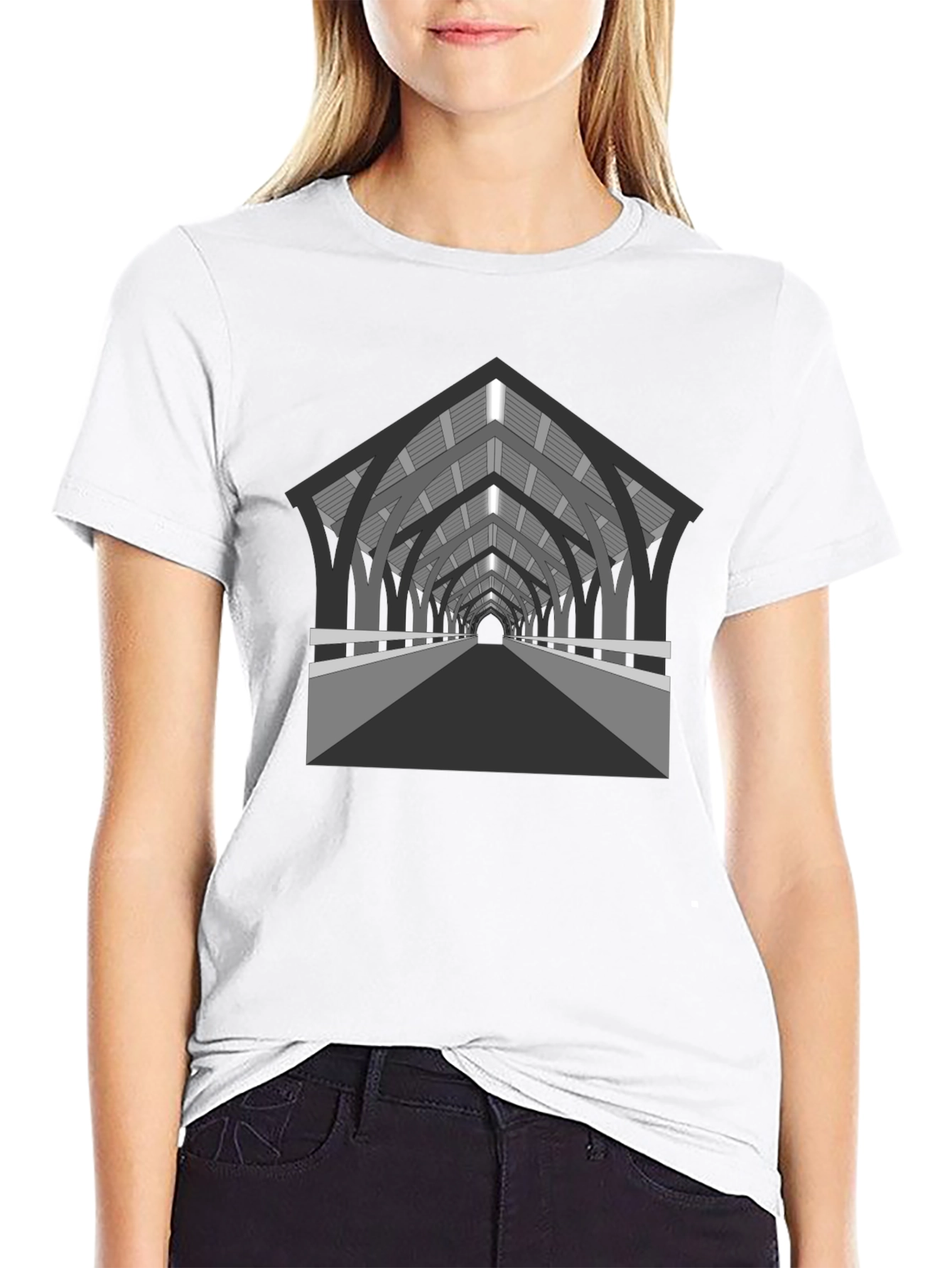 Black Architectural Tunnel Graphic Tee view 9