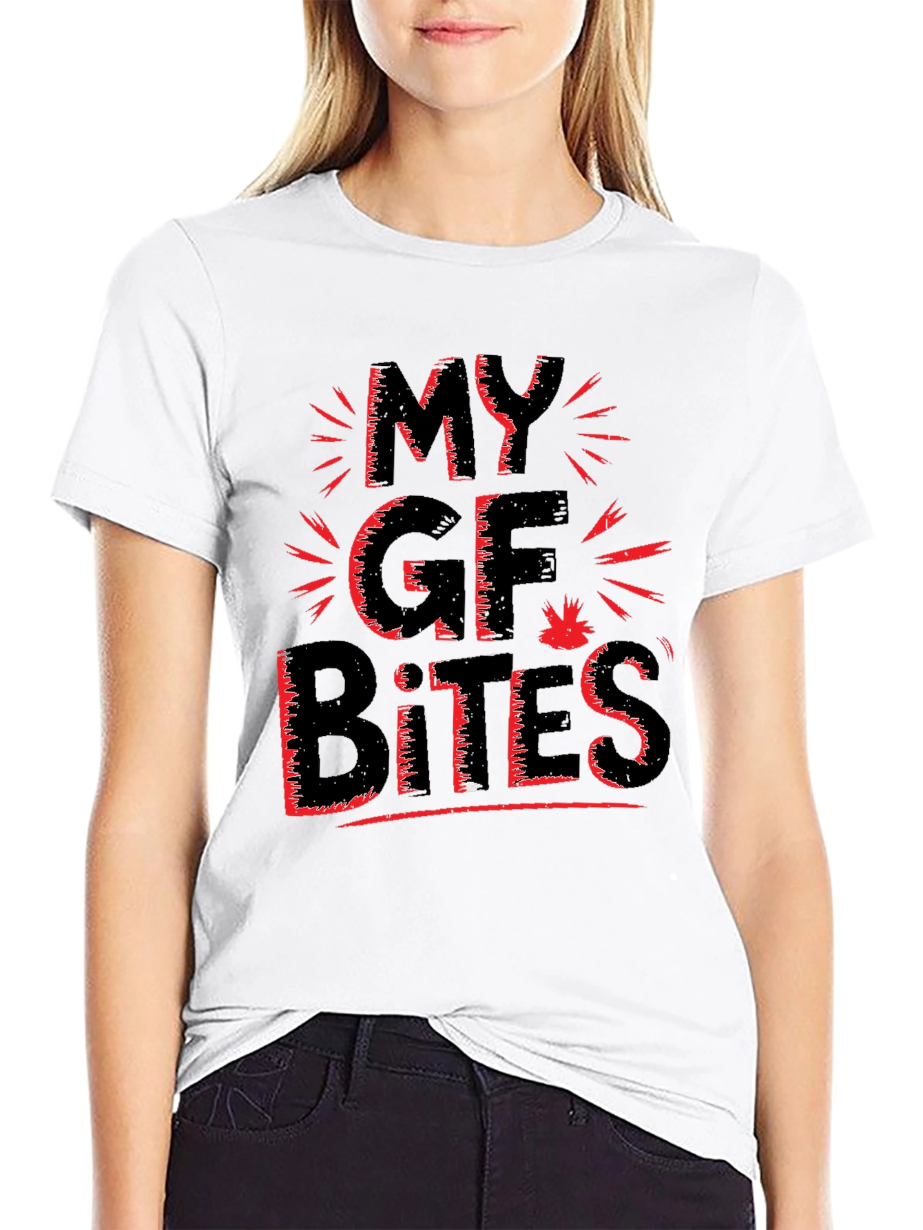 Black My GF Bites Graphic Tee - Funny Sarcastic T-Shirt view 9