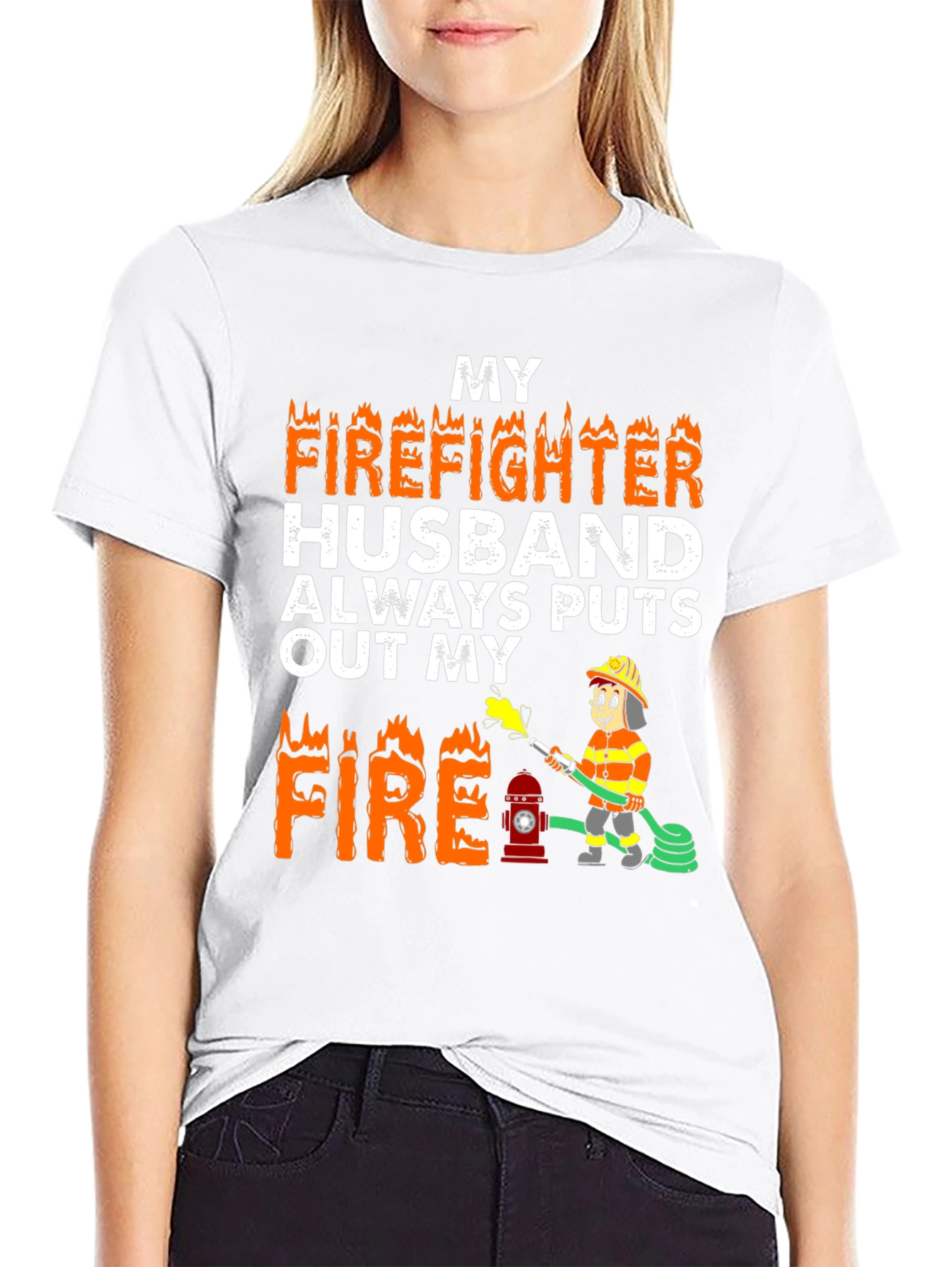 Black Firefighter Husband Graphic Tee view 9