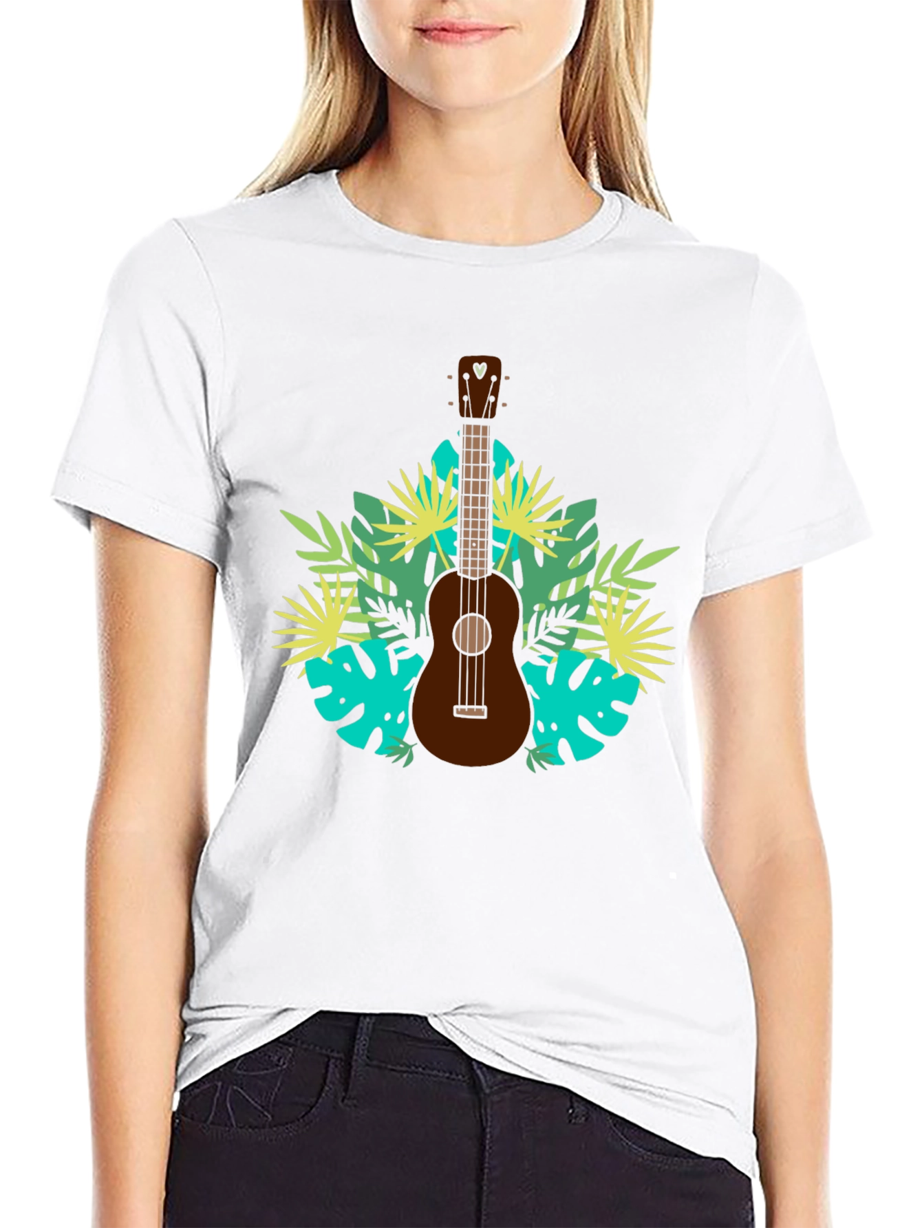 Black Tropical Ukulele T-Shirt - Island Vibes view 9