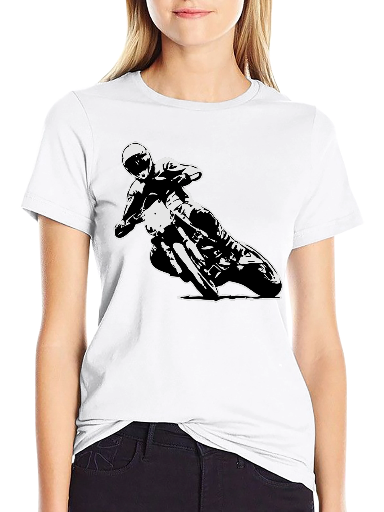 Black Motorcycle Rider Graphic Tee - Black Cotton T-Shirt view 9