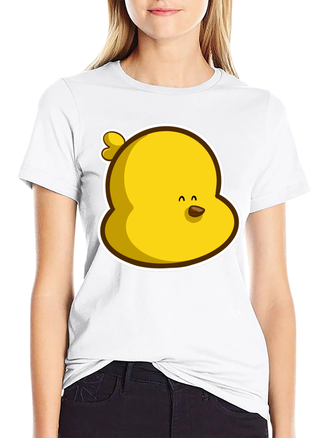 Black Cute Yellow Chick Graphic Print Black T-Shirt view 9