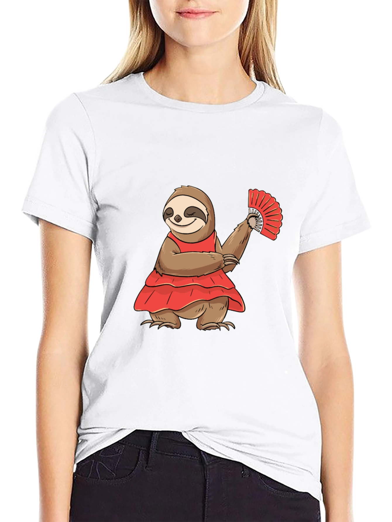 Black Sloth Flamenco Dancer Graphic T-Shirt view 9
