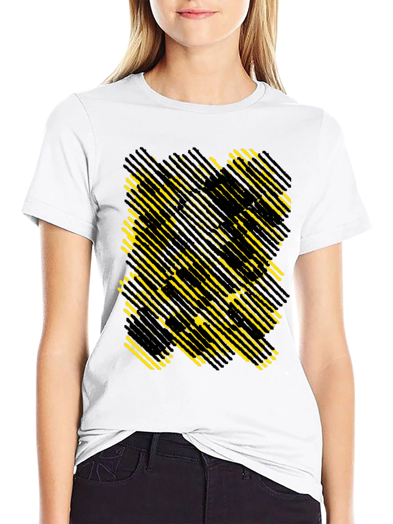 Black Abstract Geometric T-Shirt - Modern Graphic Tee view 9