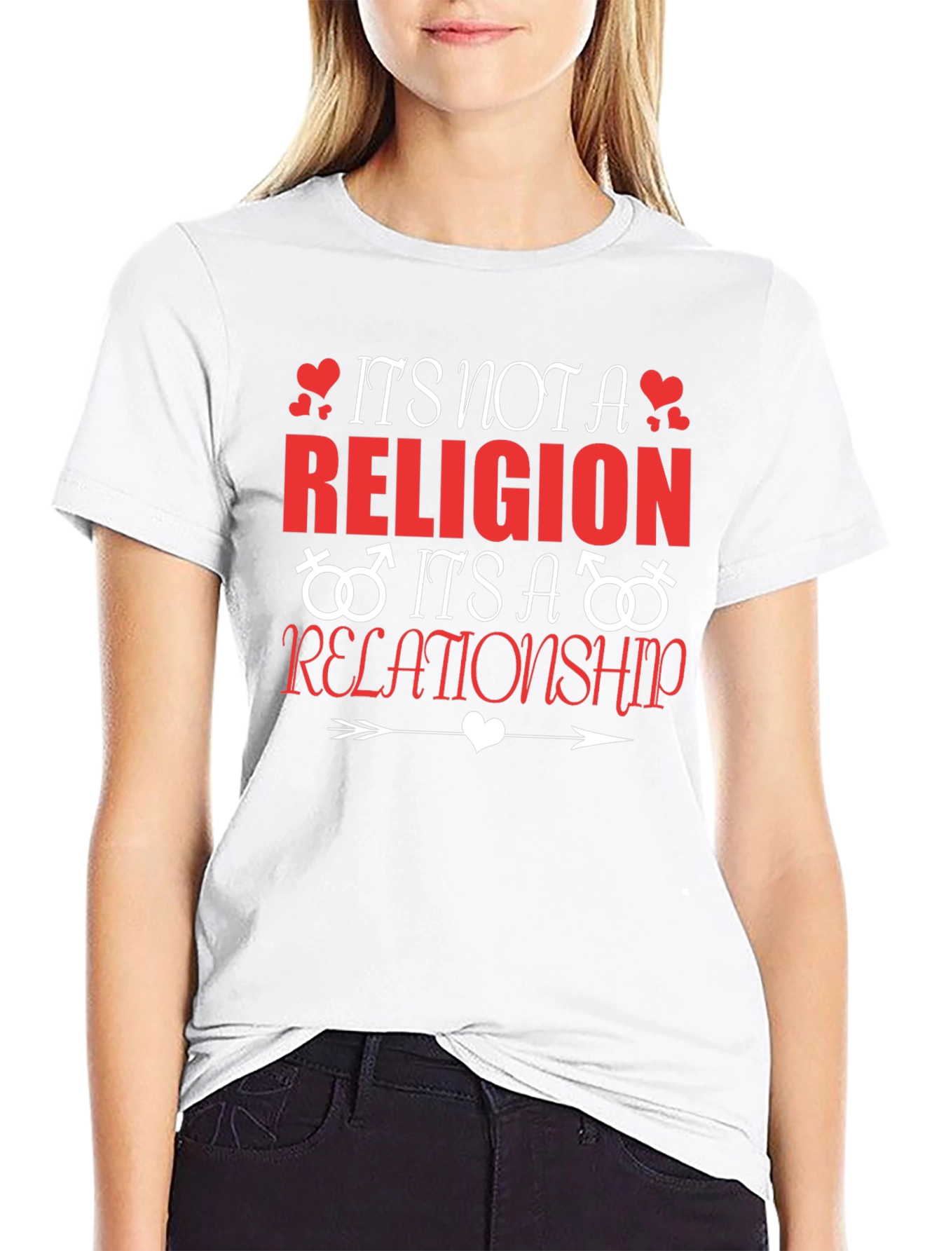 Black It's Not A Religion Relationship T-Shirt view 9