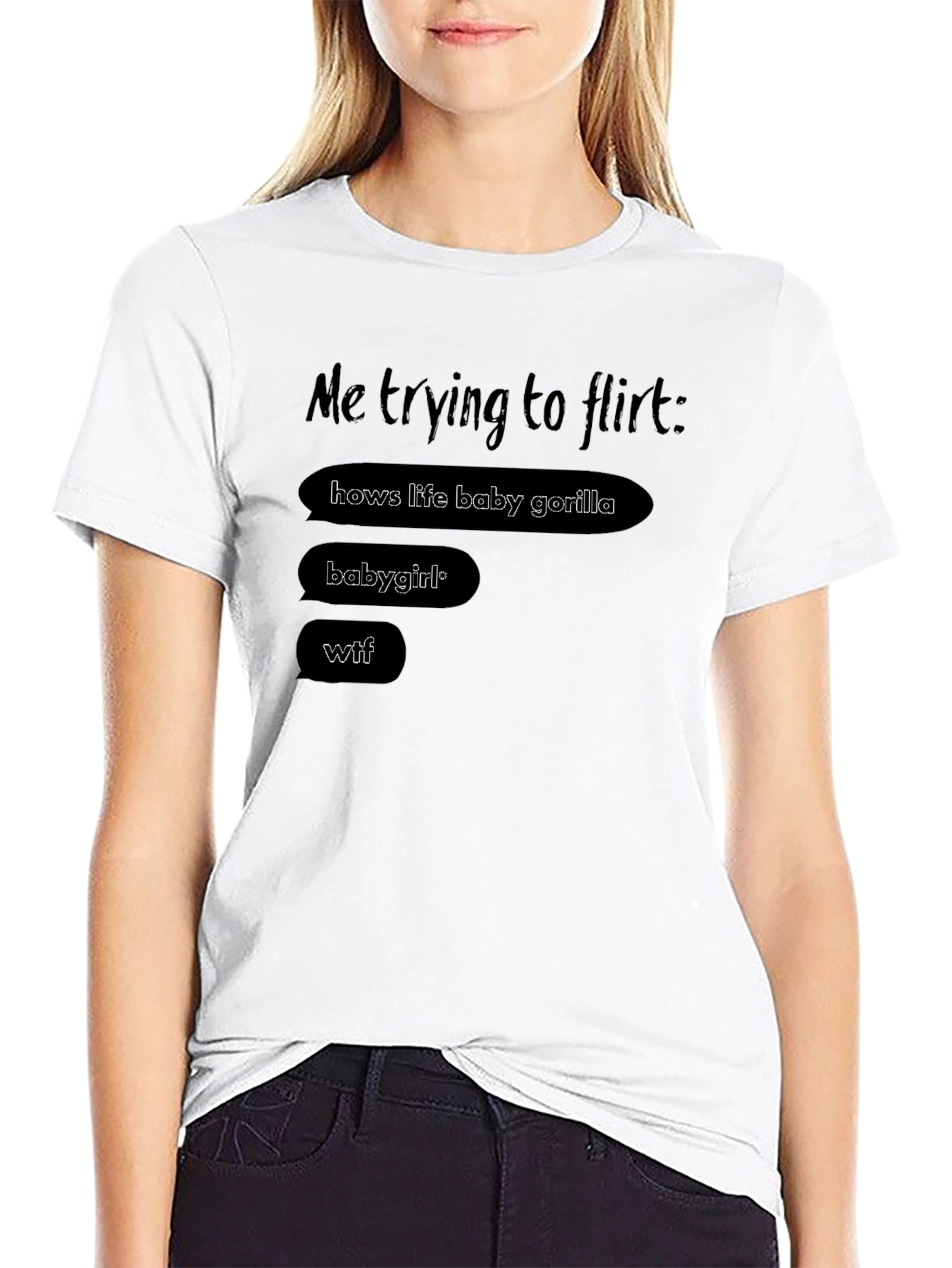 Black Funny Flirting Attempt Graphic T-Shirt view 9