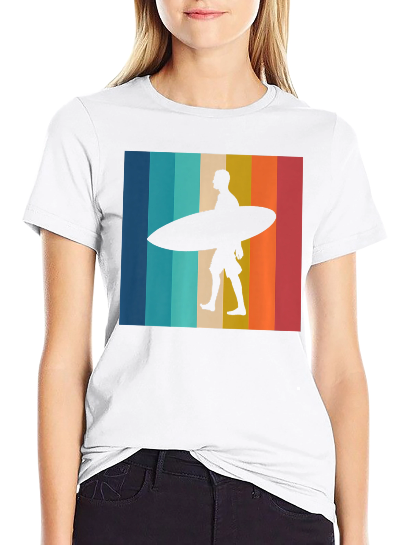 Black Retro Surfer Graphic Tee - Black Cotton T-Shirt view 9
