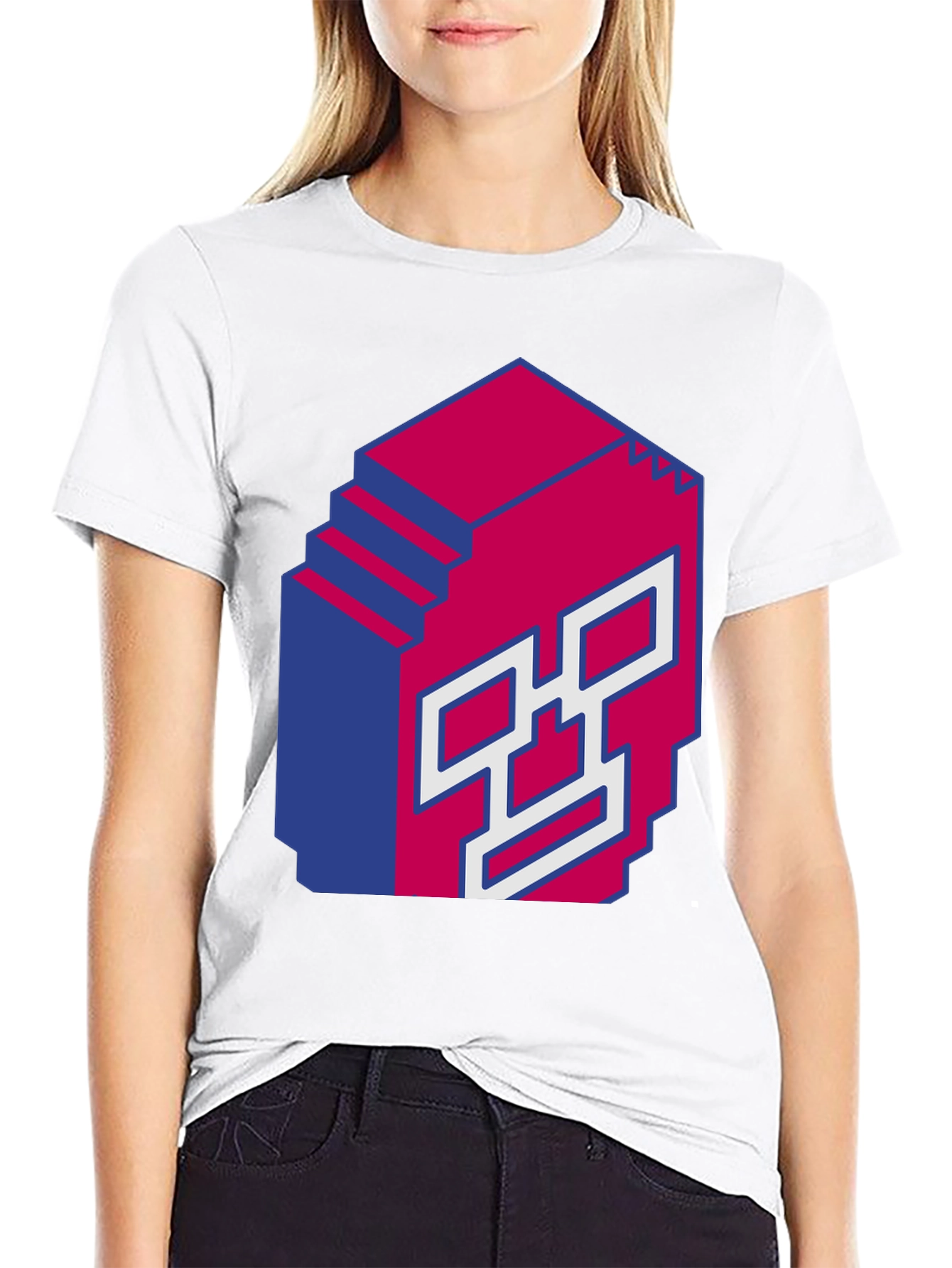 Black Pixel Art Skull Graphic T-Shirt view 9