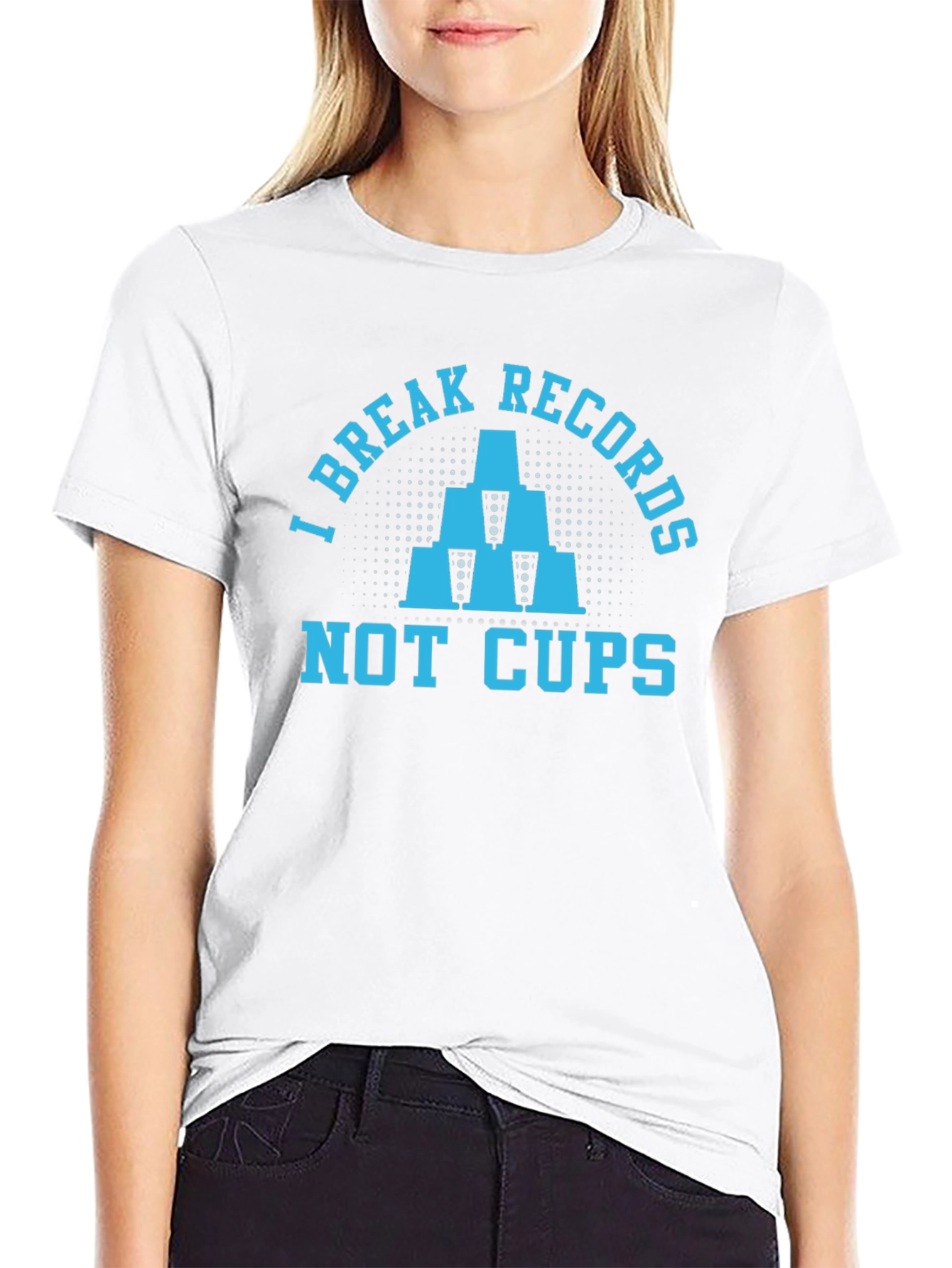 Black I Break Records Not Cups T-Shirt view 9