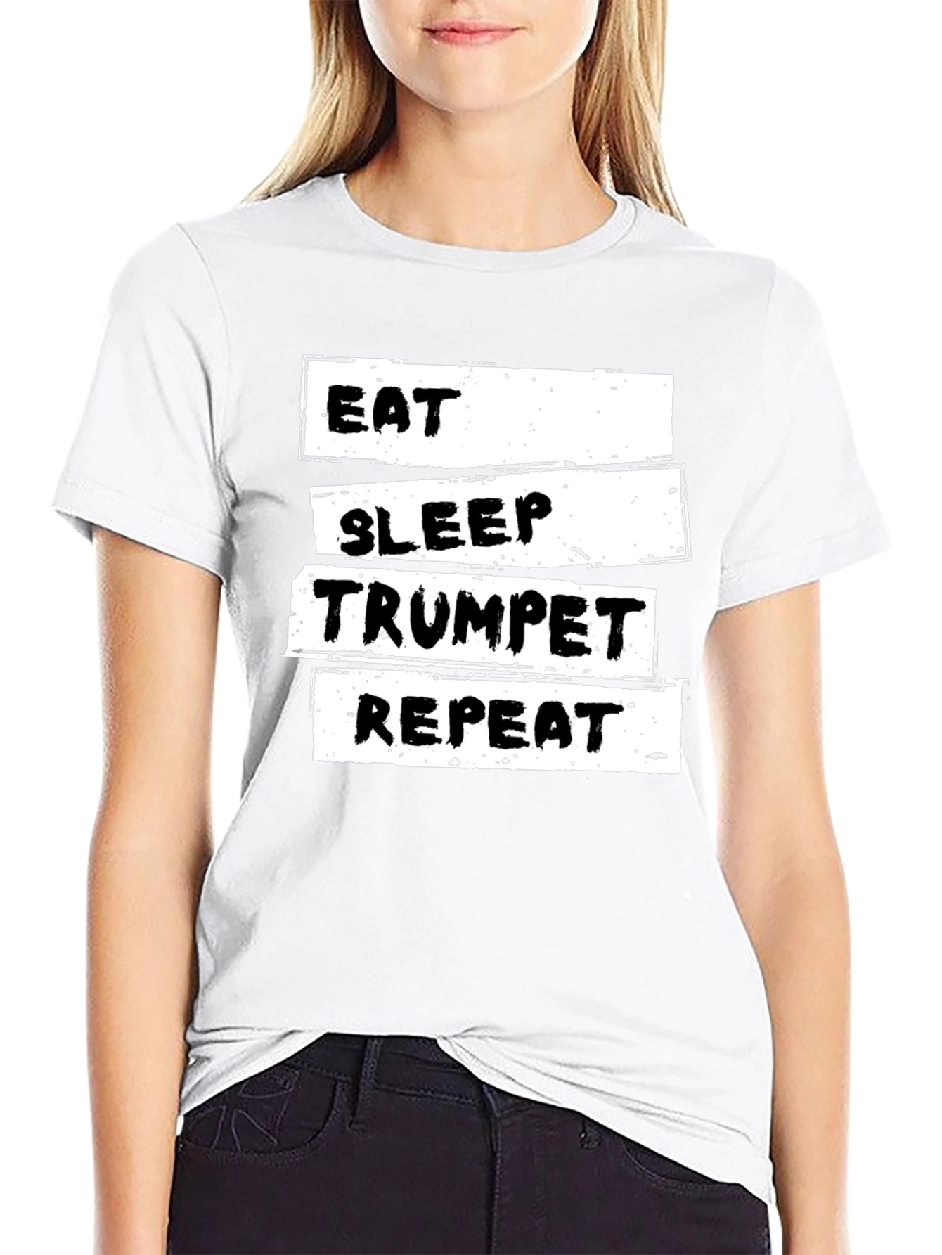 Black Eat Sleep Trumpet Repeat T-Shirt view 9