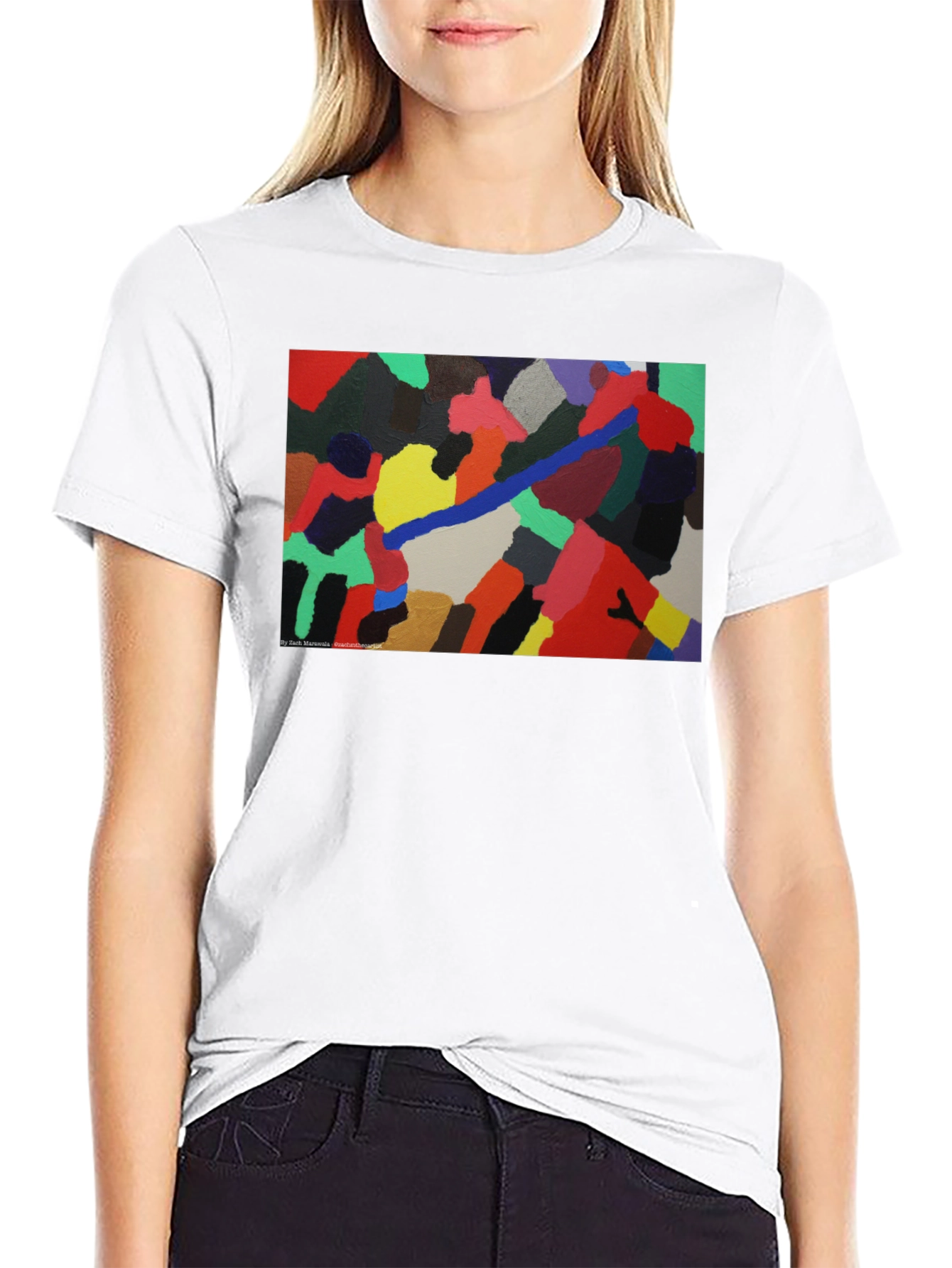 Black Abstract Art Print Black T-Shirt view 9