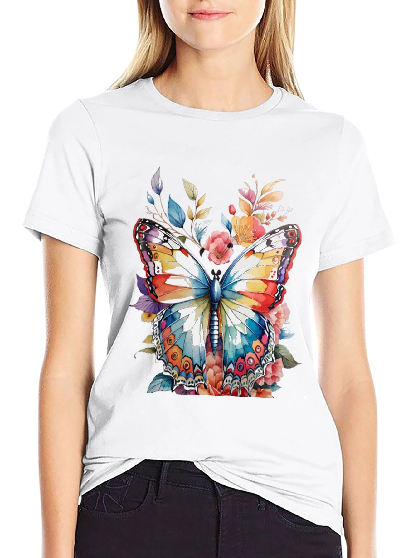 Black Butterfly Floral Graphic Print Men's Tee view 9