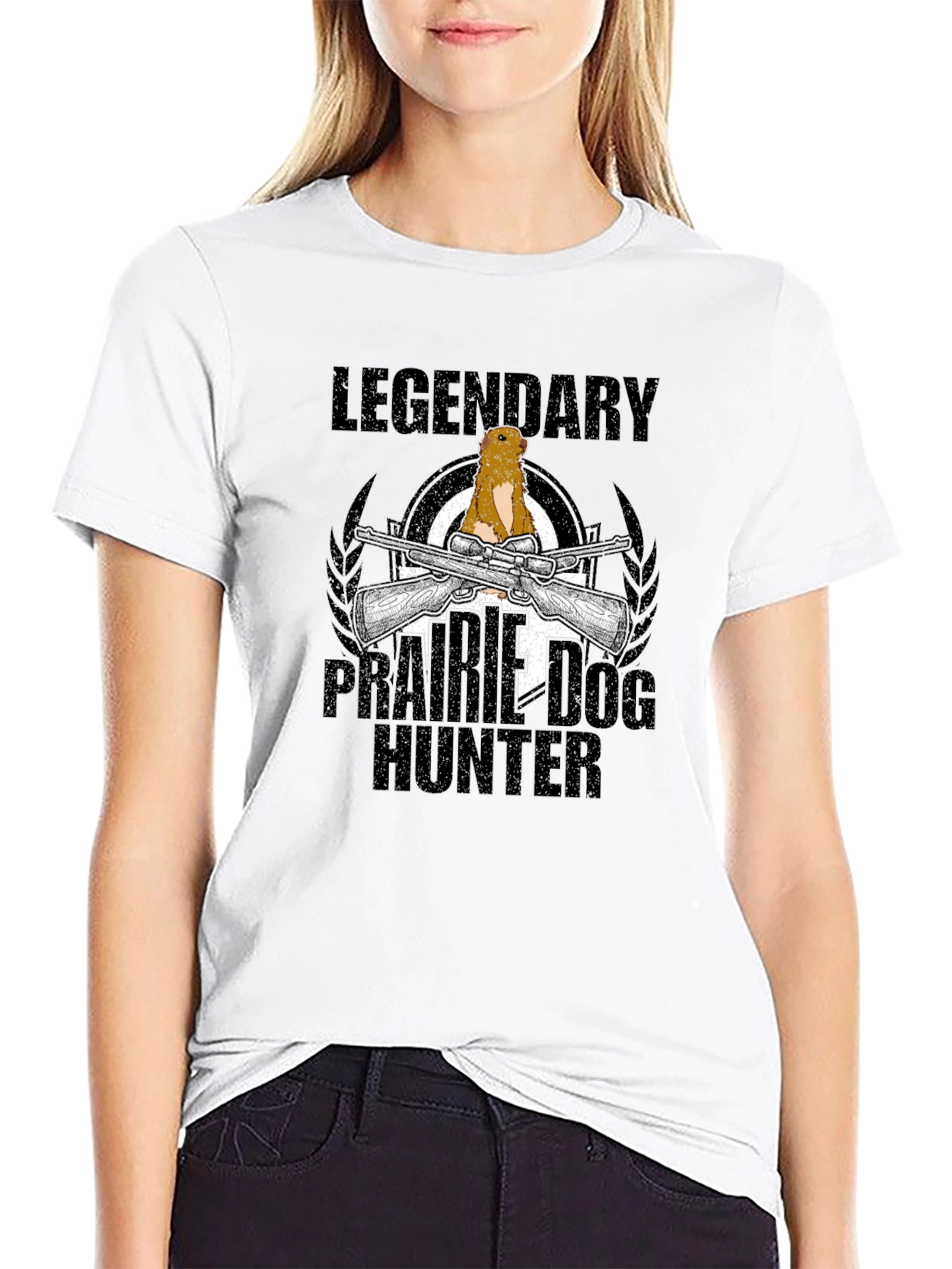 Black Legendary Prairie Dog Hunter Black T-Shirt view 9