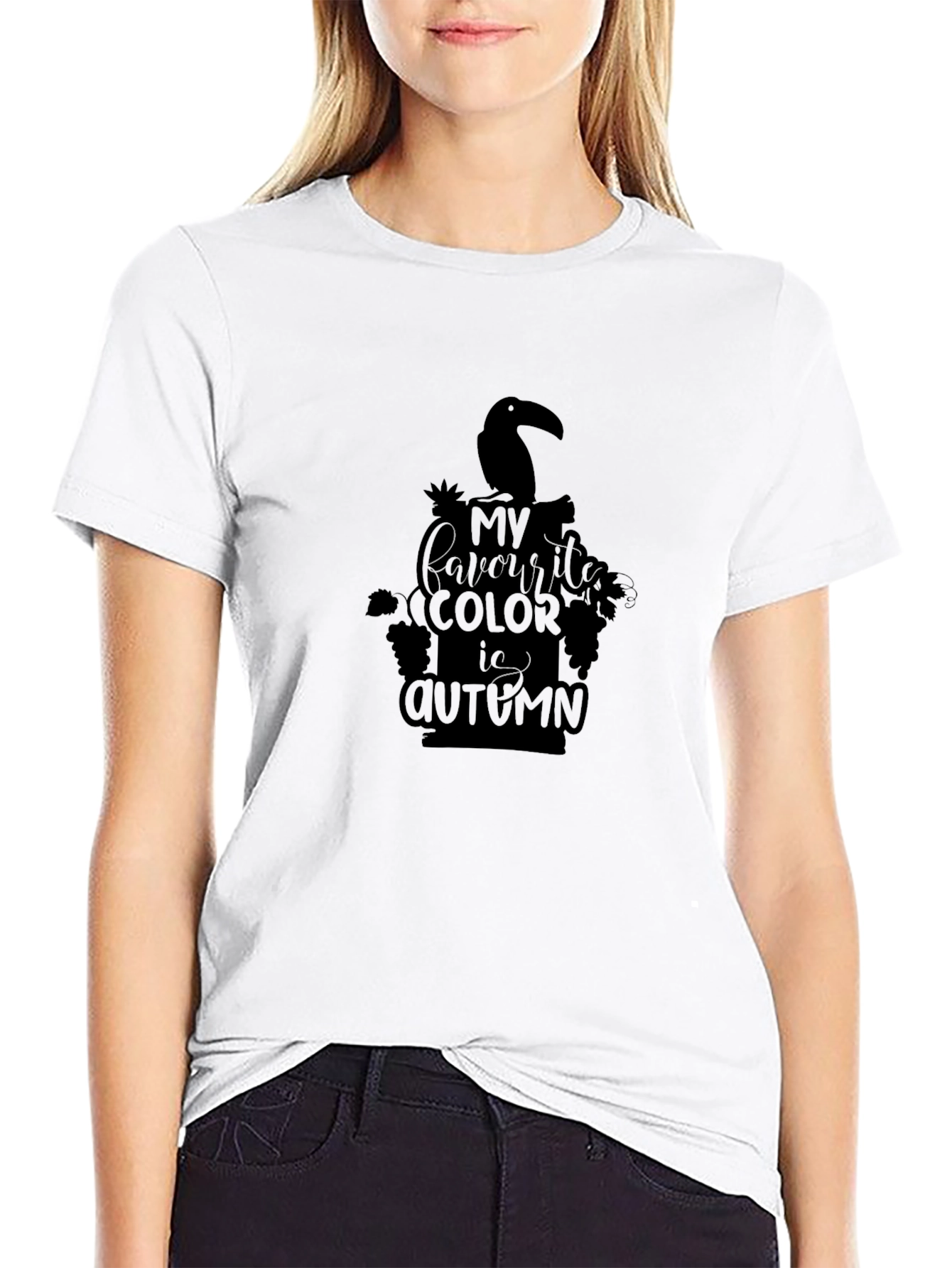 Black Autumn Color T-Shirt - Toucan Design view 9