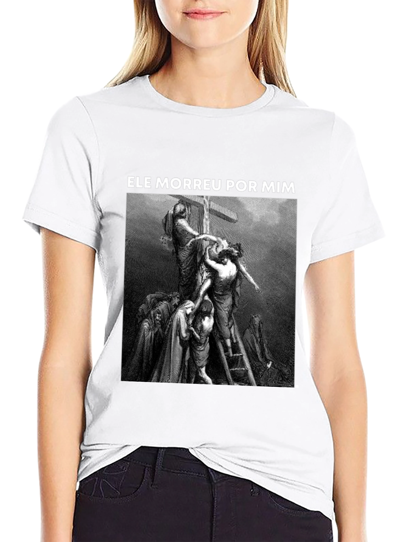 Black He Died For Me Graphic Tee - Black view 9