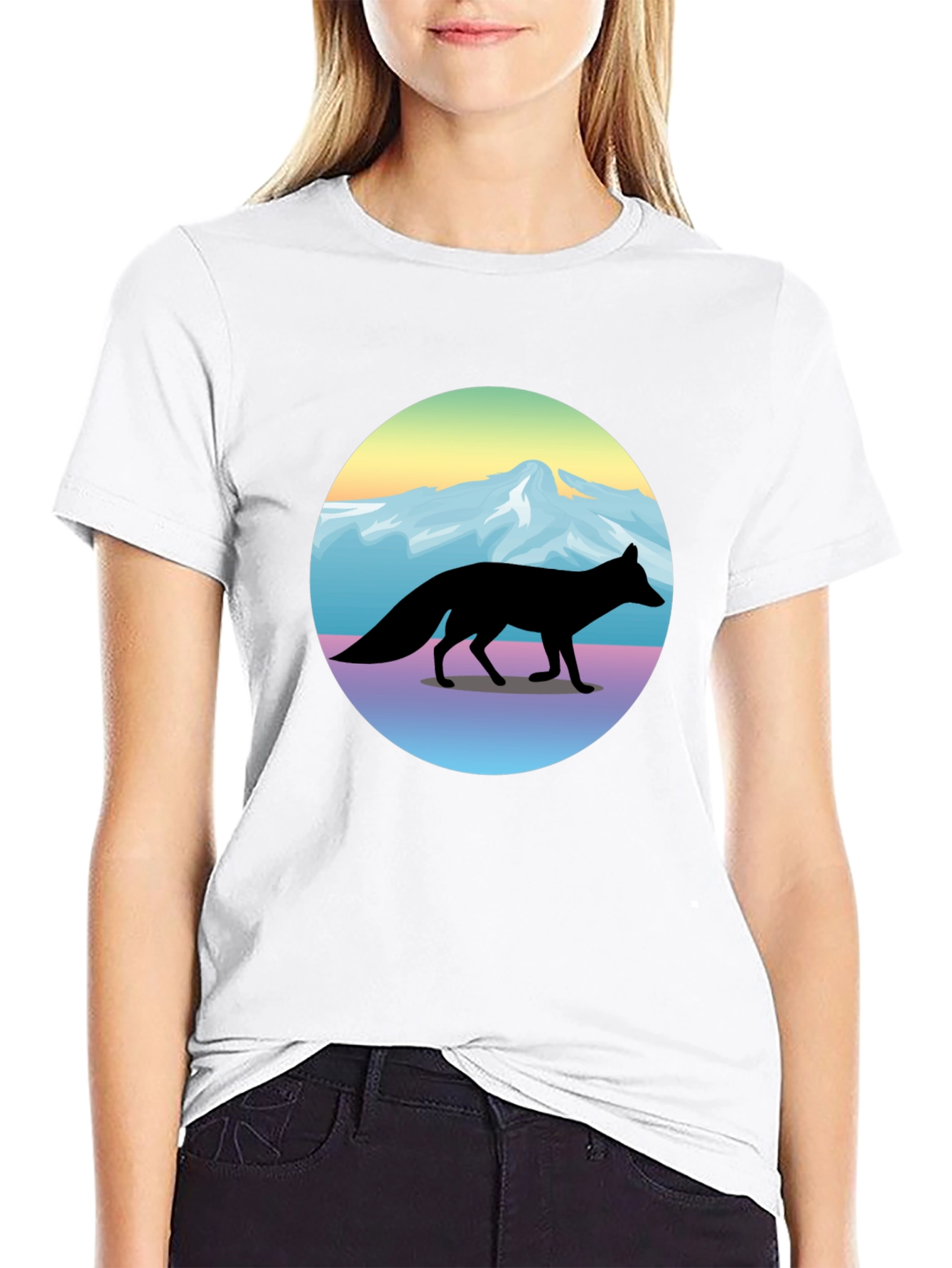 Black Fox Mountainscape Graphic T-Shirt - Unisex Black Tee view 9