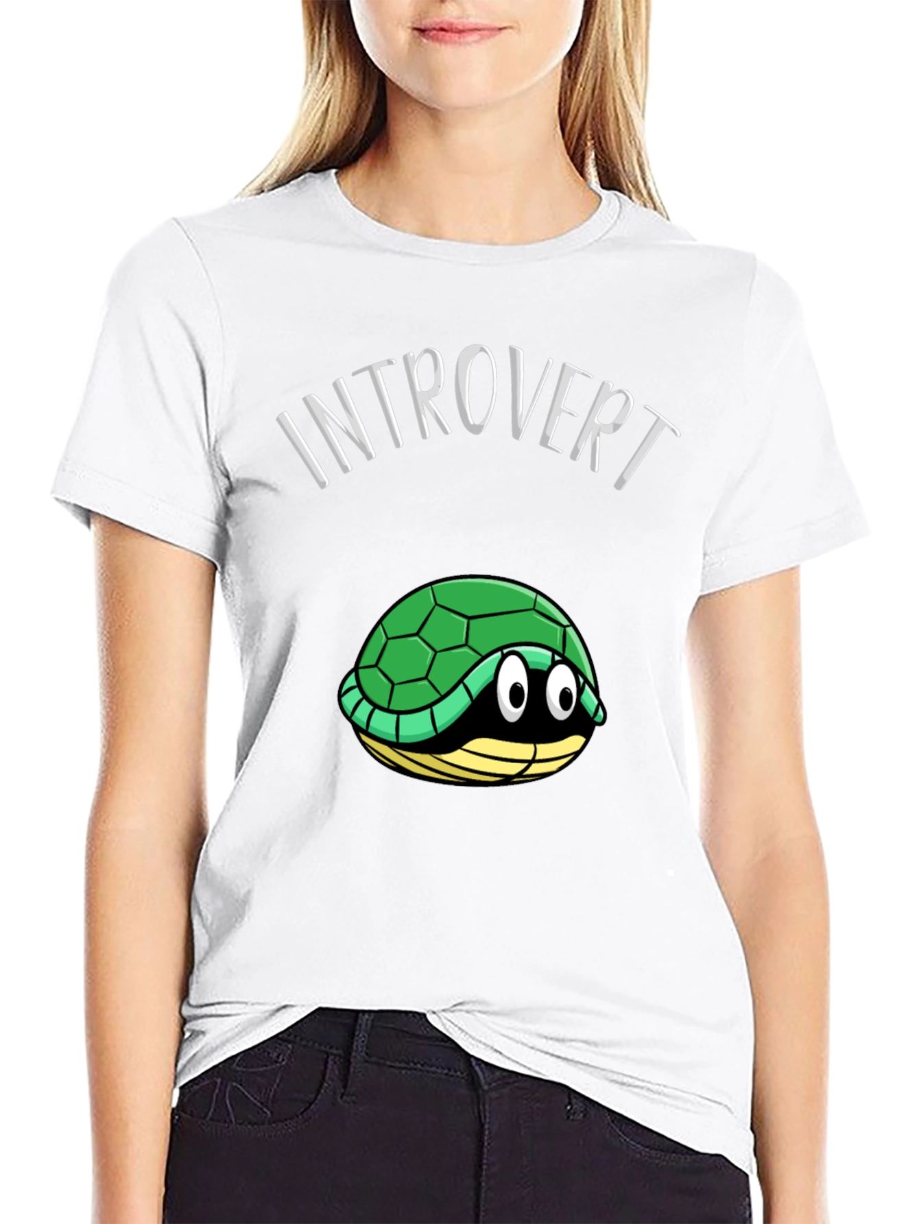 Black Introvert Turtle T-Shirt Funny Graphic Tee view 9