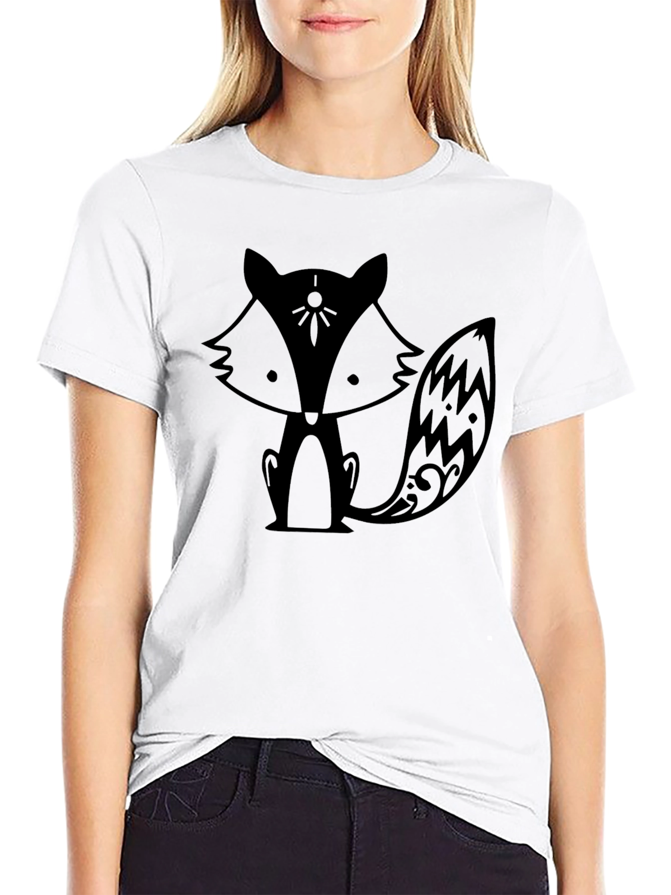 Black Fox Graphic Print Black T-Shirt view 9
