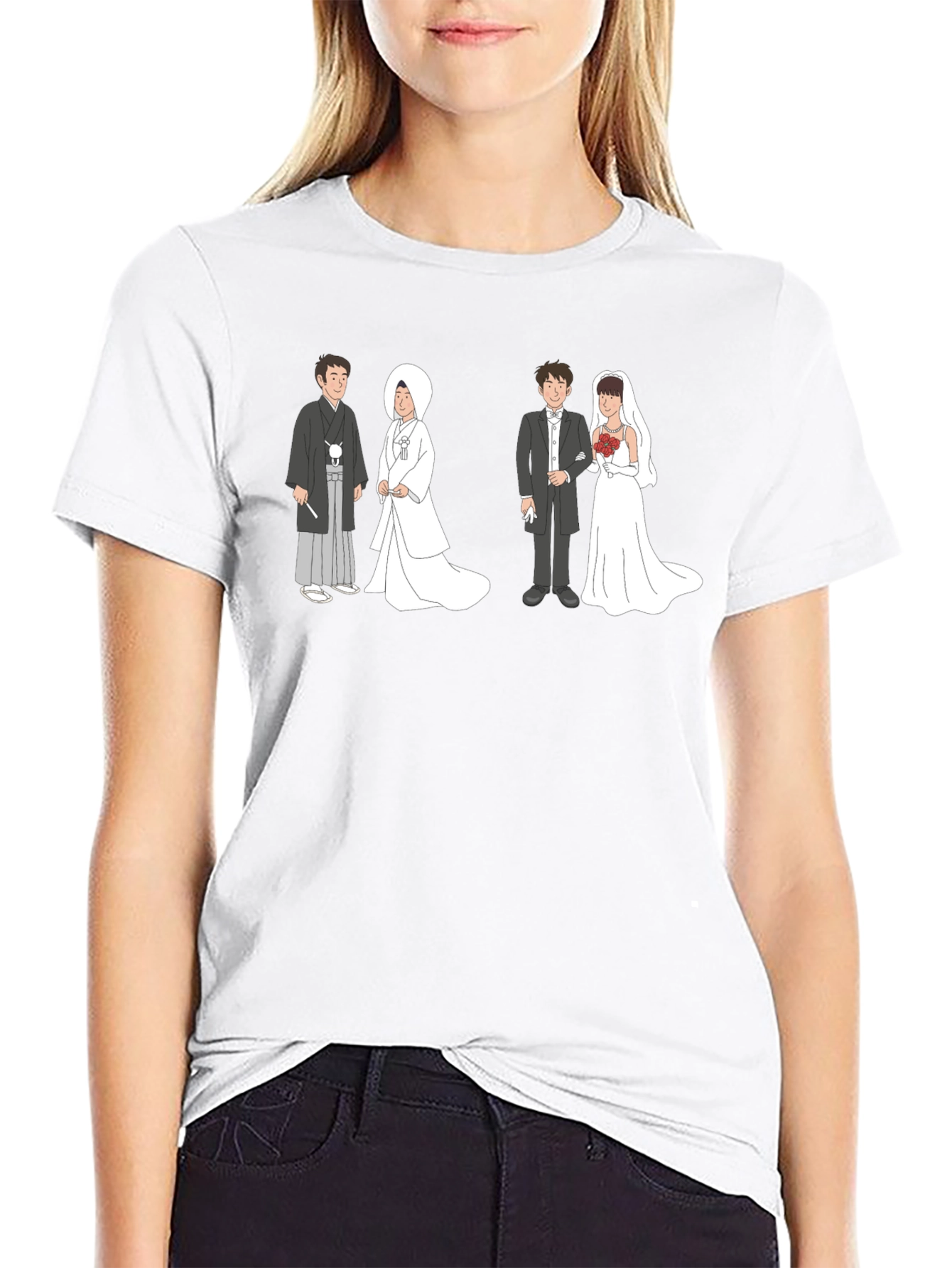 Black Wedding Couple Graphic Tee - Unique Design view 9