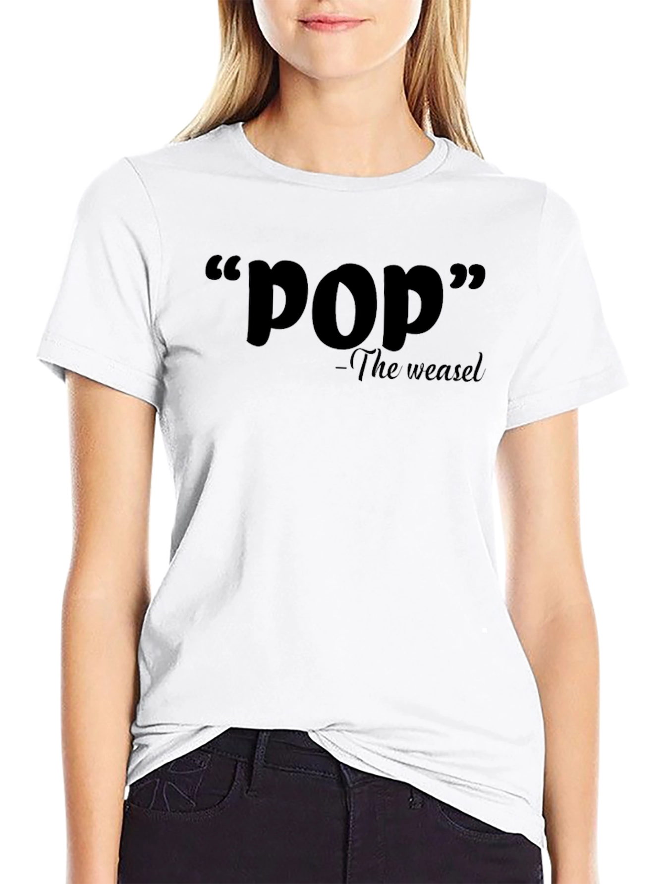 Black Pop The Weasel T-Shirt - Classic Slogan Tee view 9
