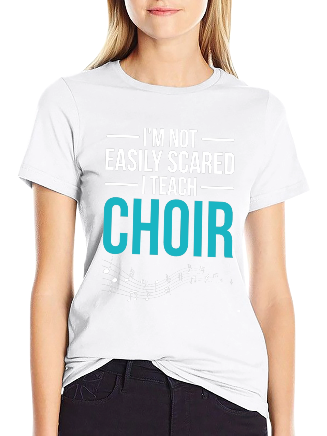 Black Choir Teacher T-Shirt - I'm Not Easily Scared view 9