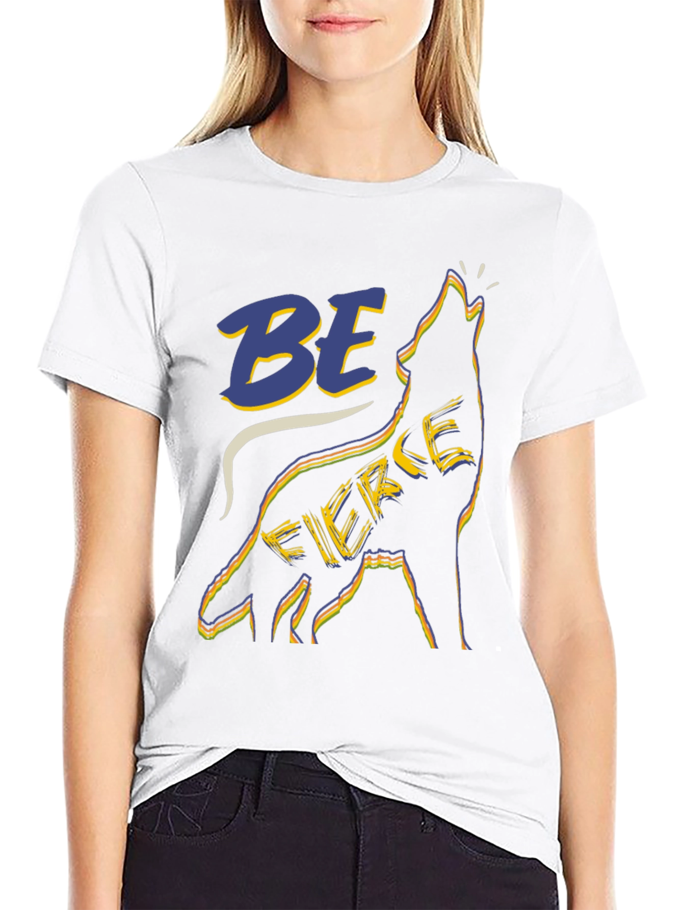 Black Be Fierce Wolf Graphic Tee - Black view 9