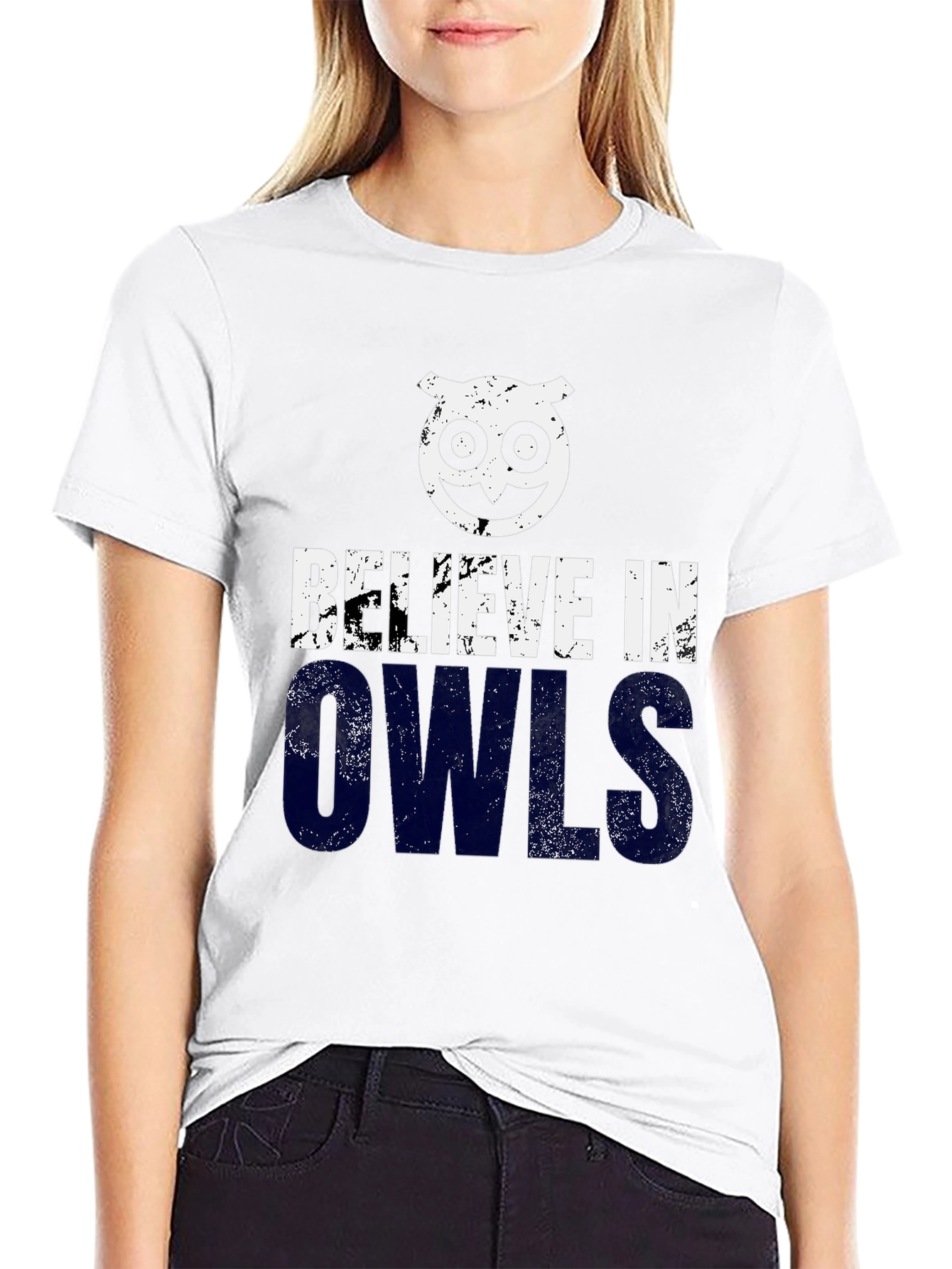 Black Believe in Owls Graphic Print T-Shirt view 9