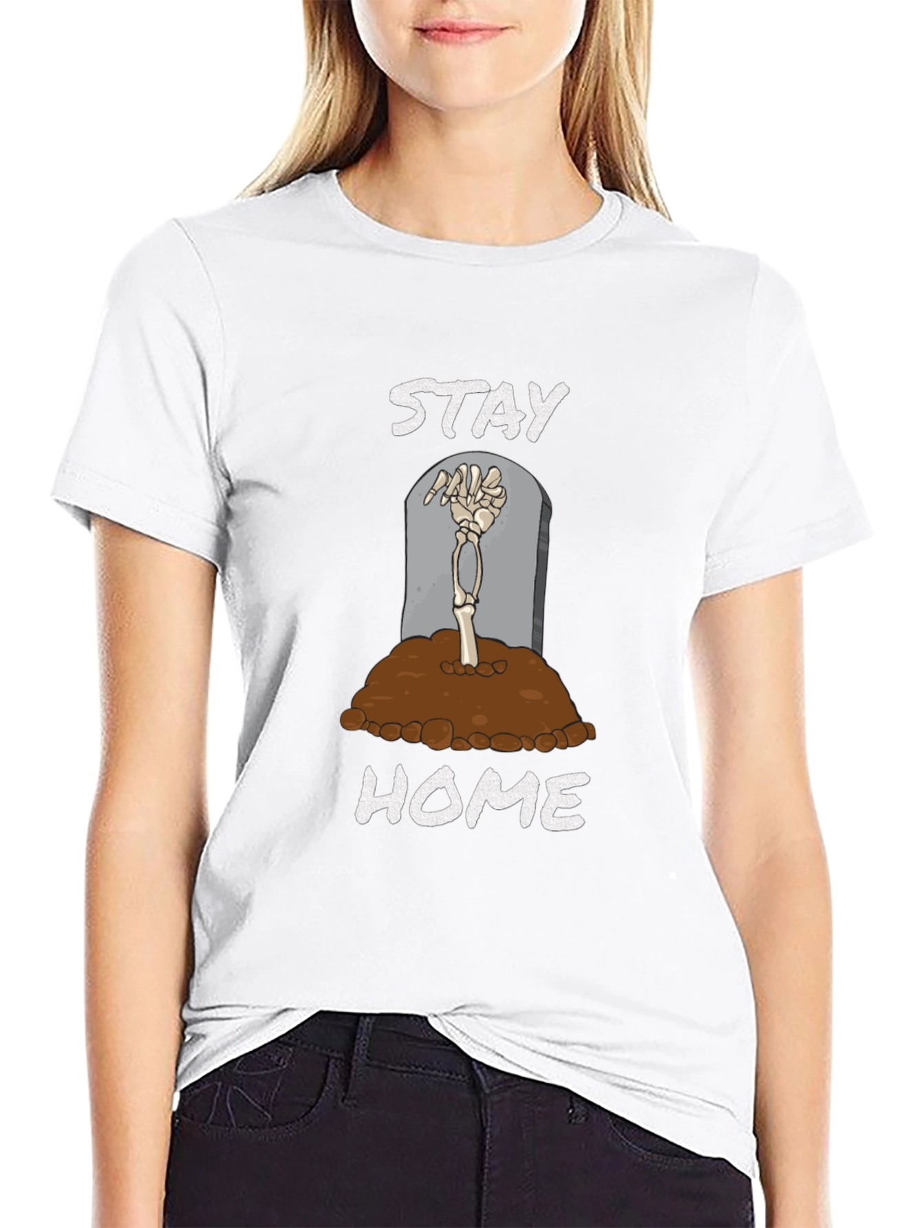 Black Stay Home Skeleton Hand T-Shirt view 9