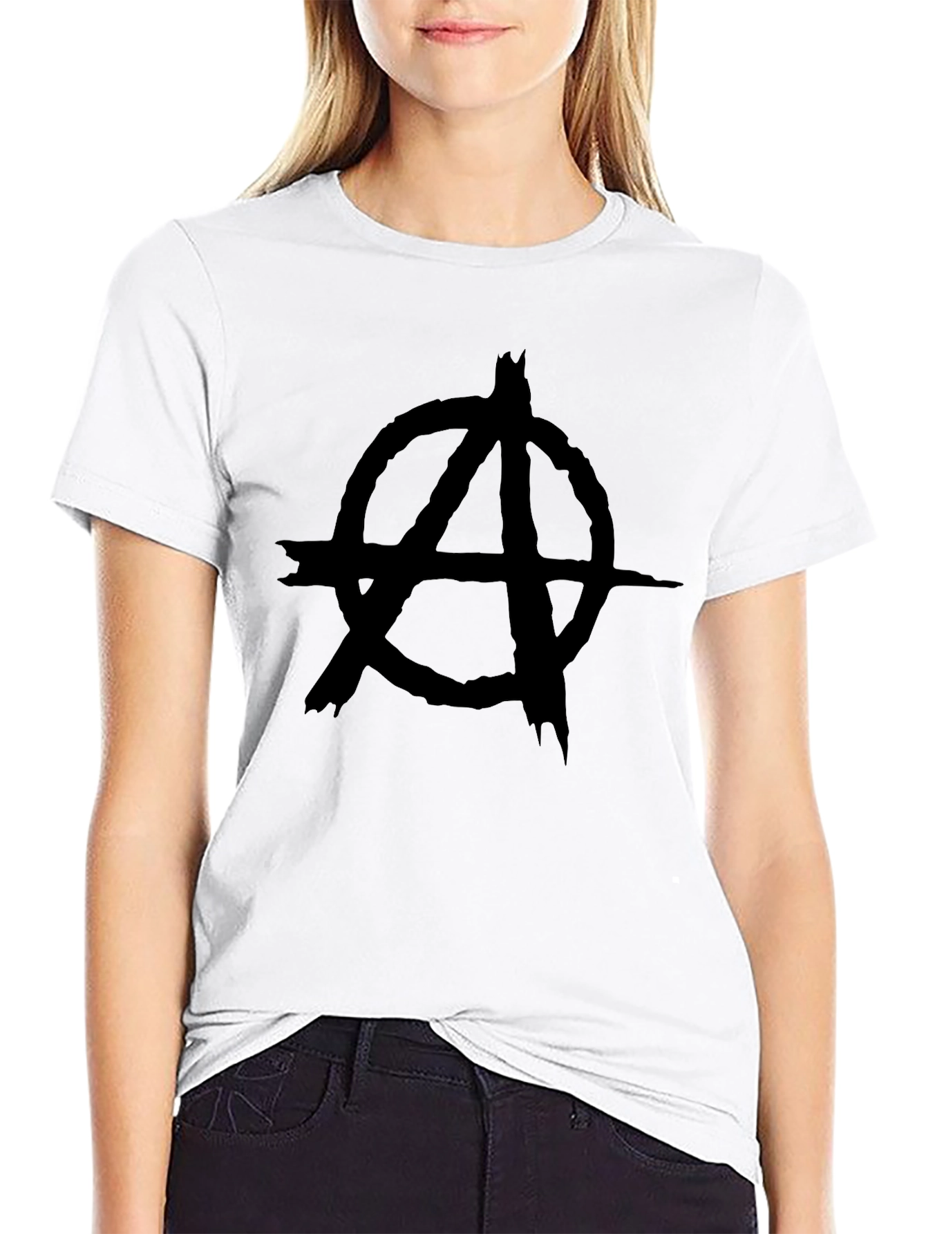 Black Anarchy Symbol Black Graphic Tee - Mens view 9
