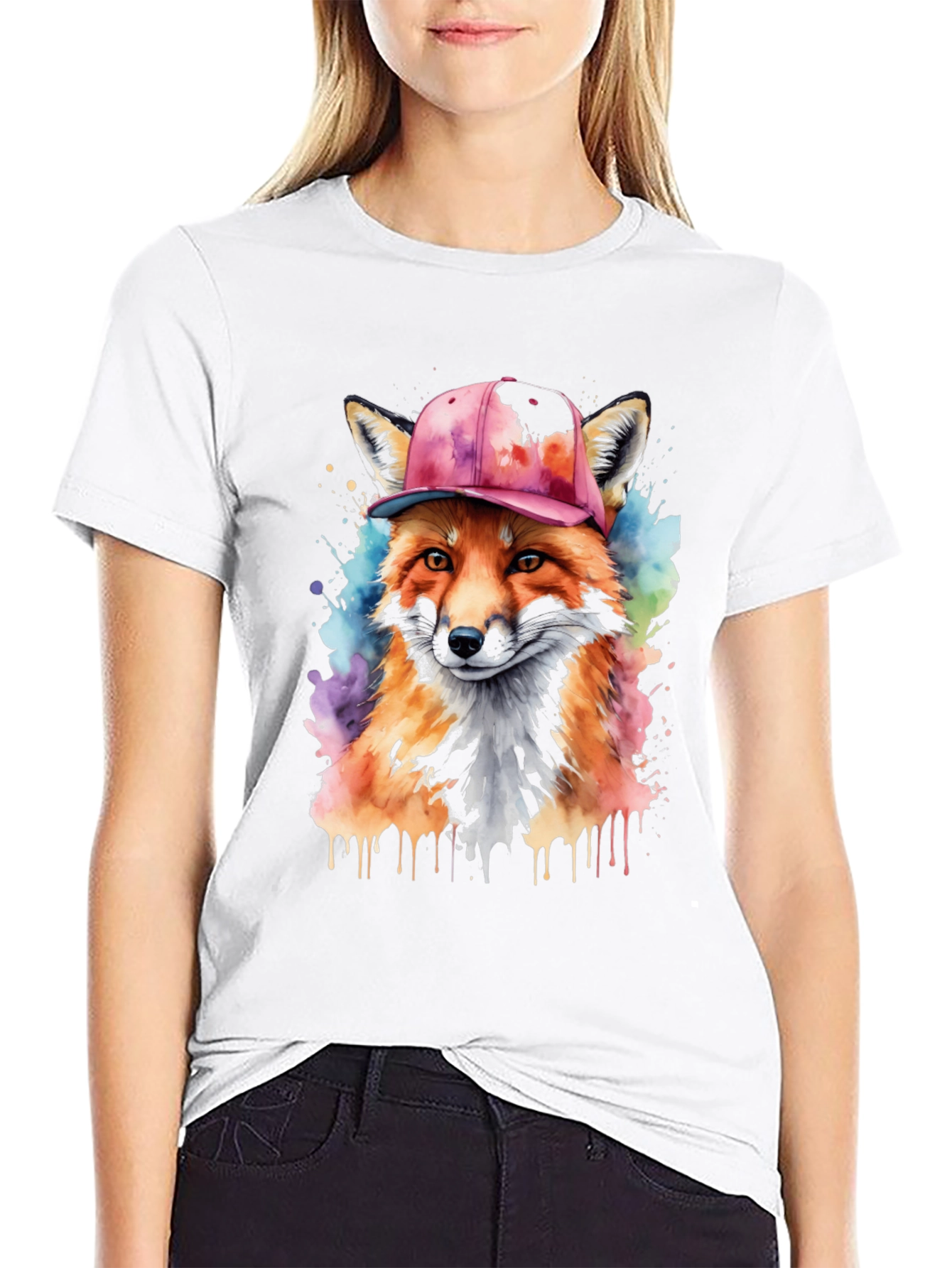 Black Cool Fox Graphic Tee - Men's Black T-Shirt view 9