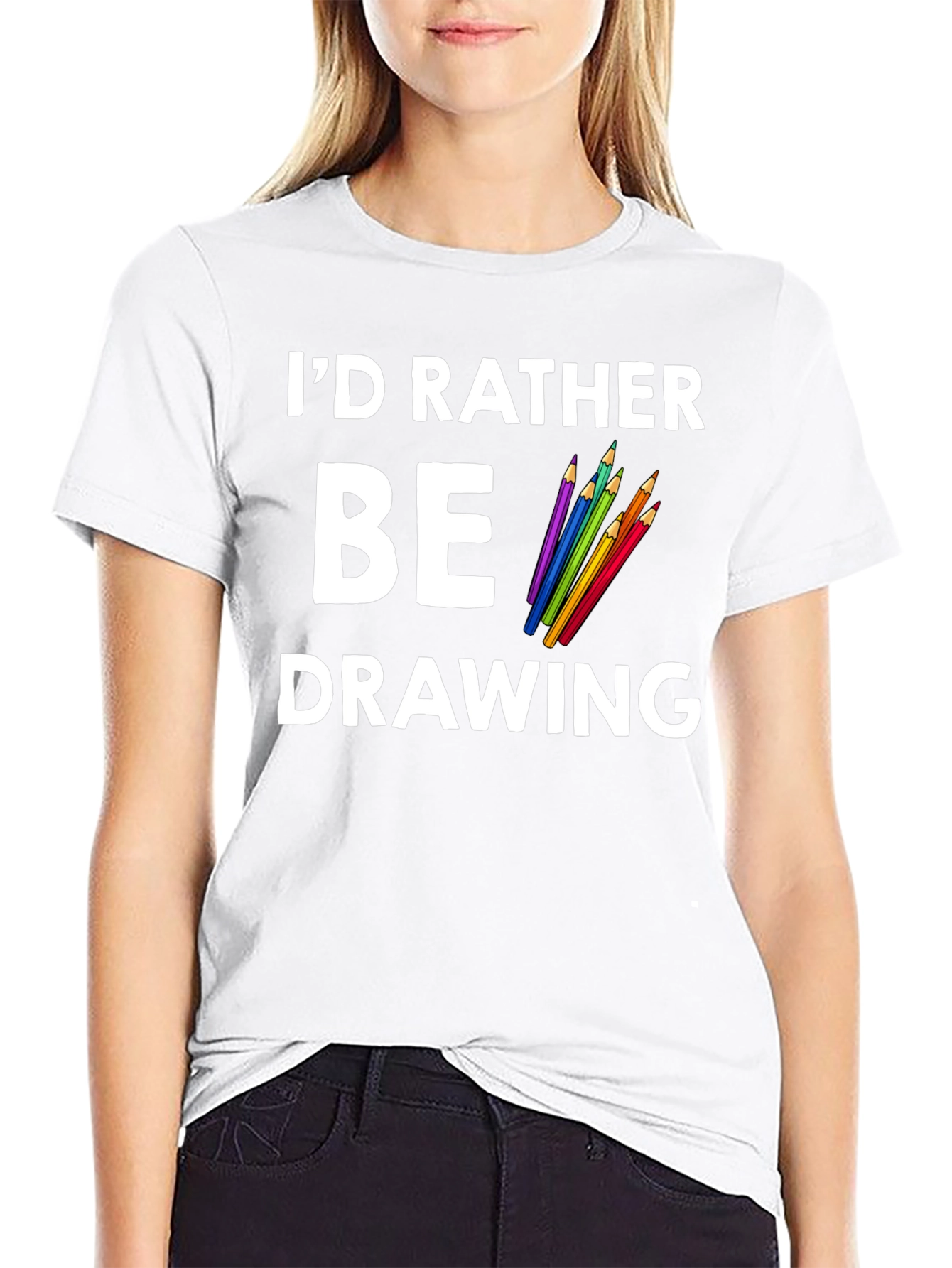 Black I'd Rather Be Drawing Graphic Tee view 9