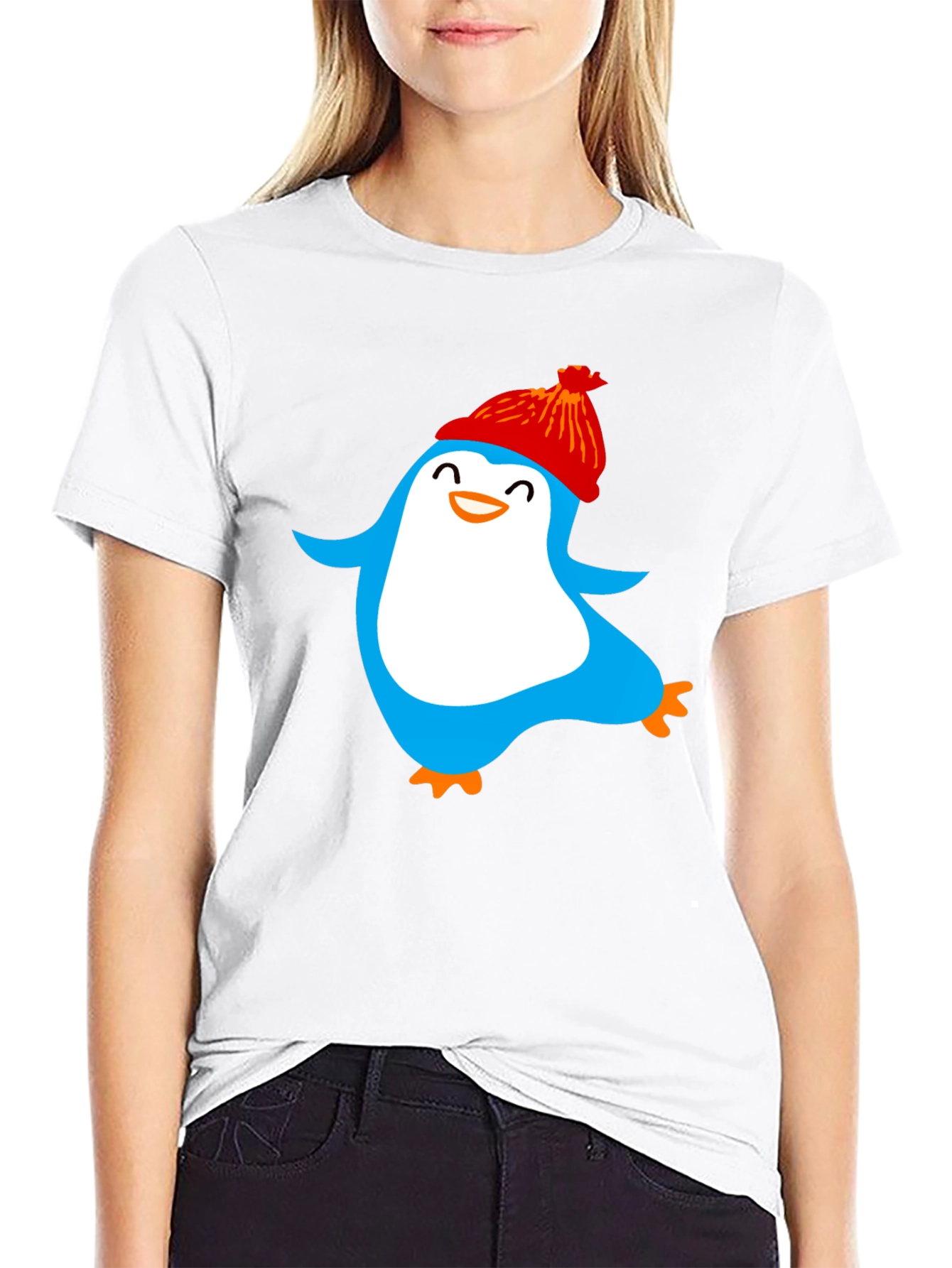 Black Fun Penguin Graphic Tee - Cozy Winter Style view 9