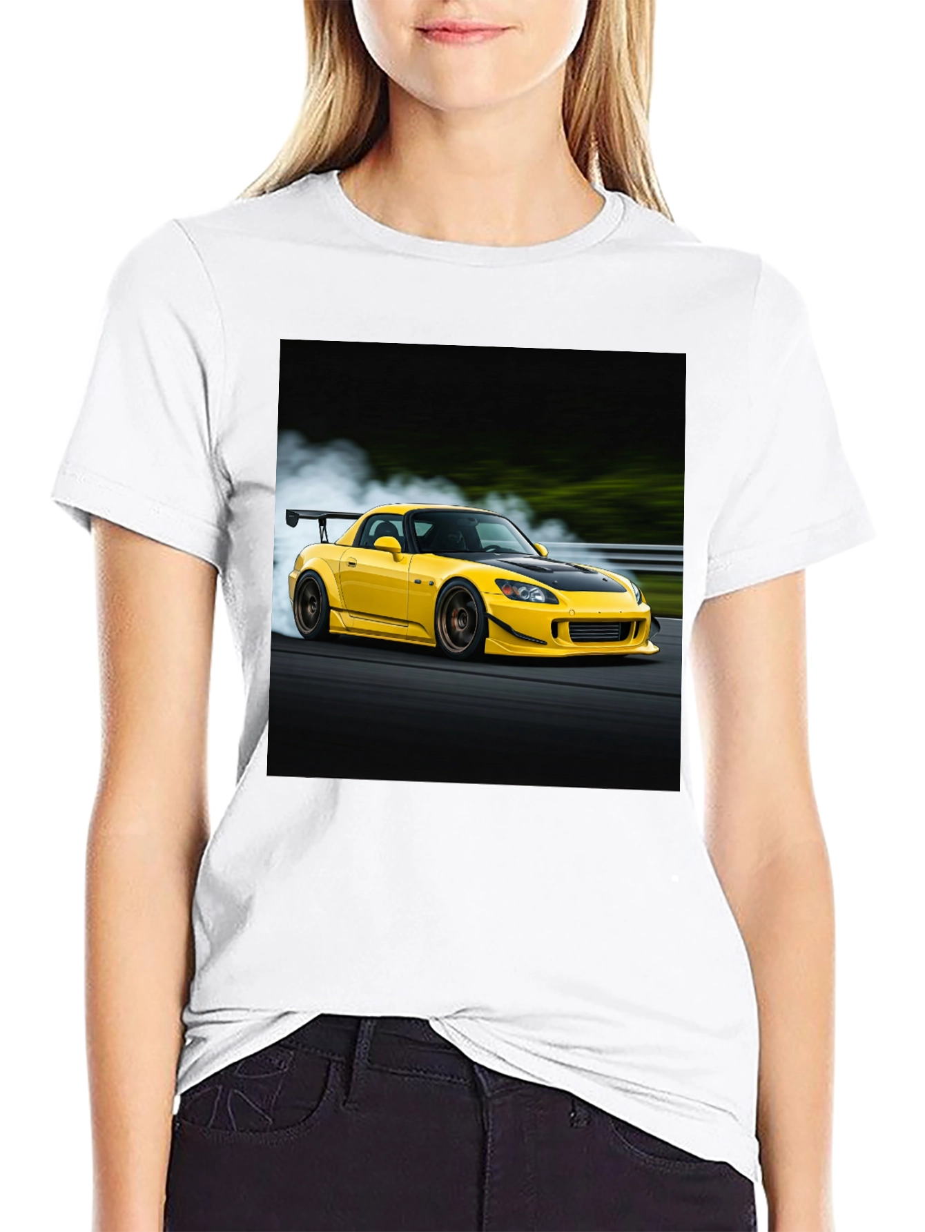 Black Yellow Car Graphic Tee - Black Cotton Blend view 9