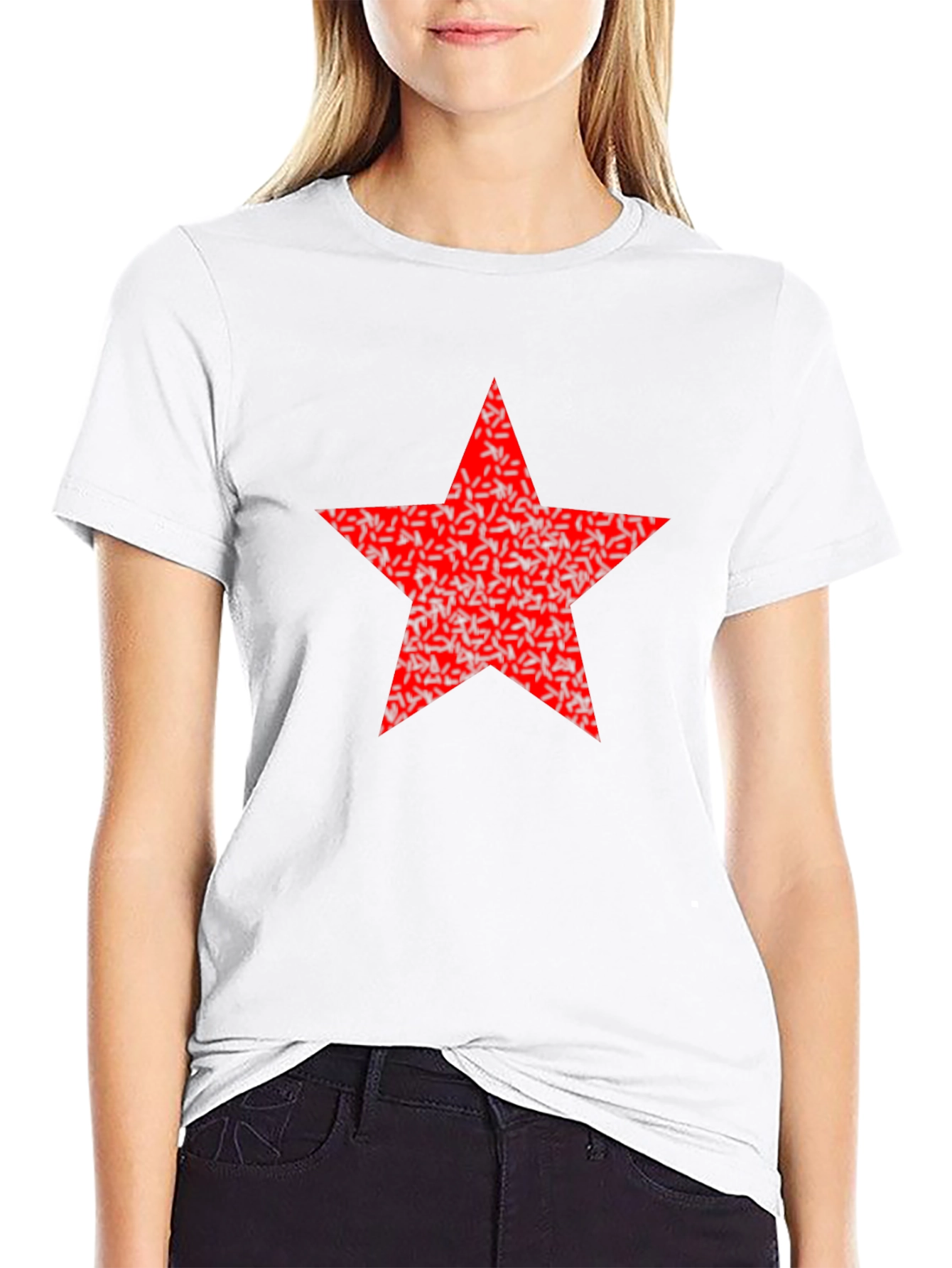 Black Red Star Graphic Black T-Shirt for Men view 9