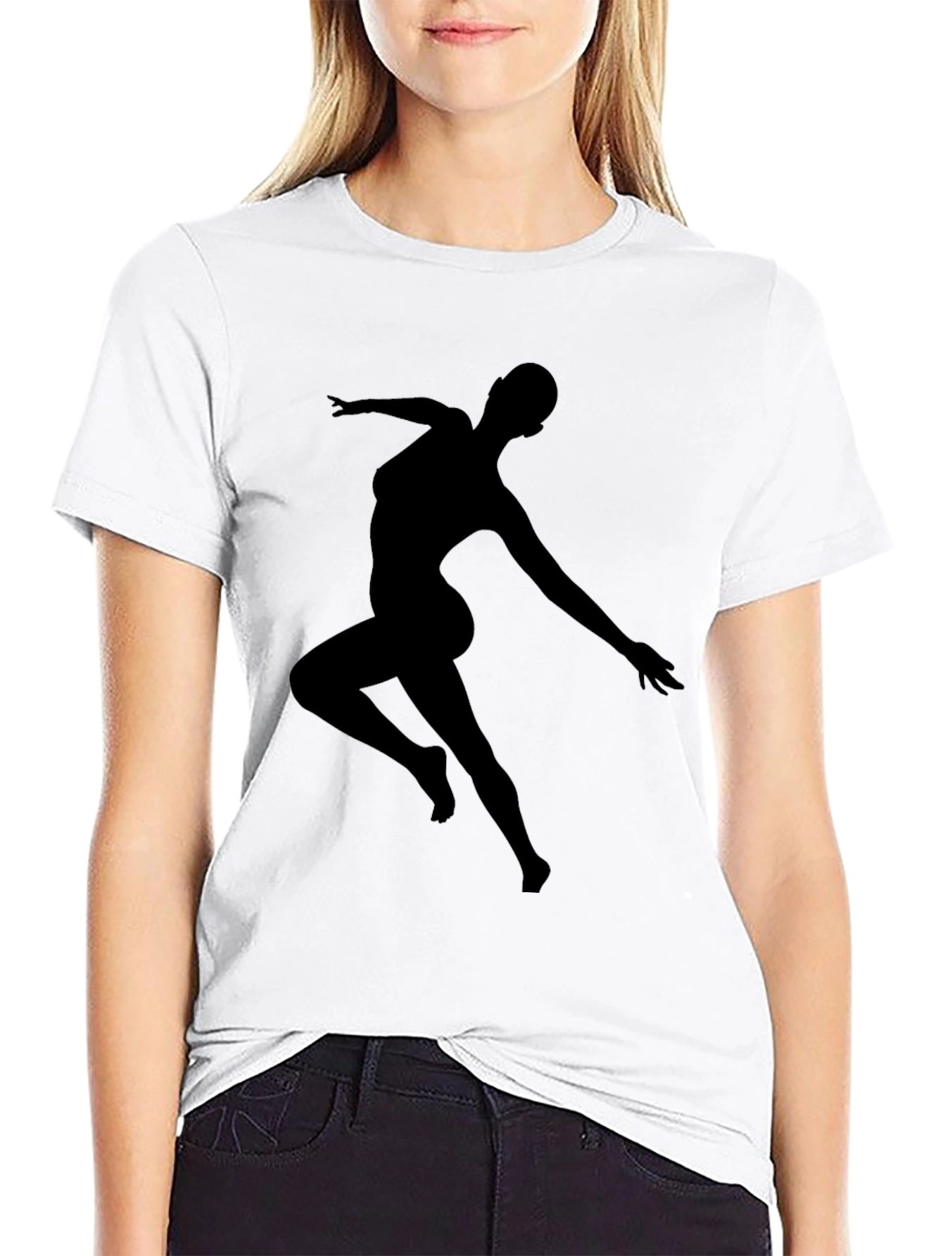 Black Silhouette Dancer Graphic Tee - Black Casual T-Shirt view 9