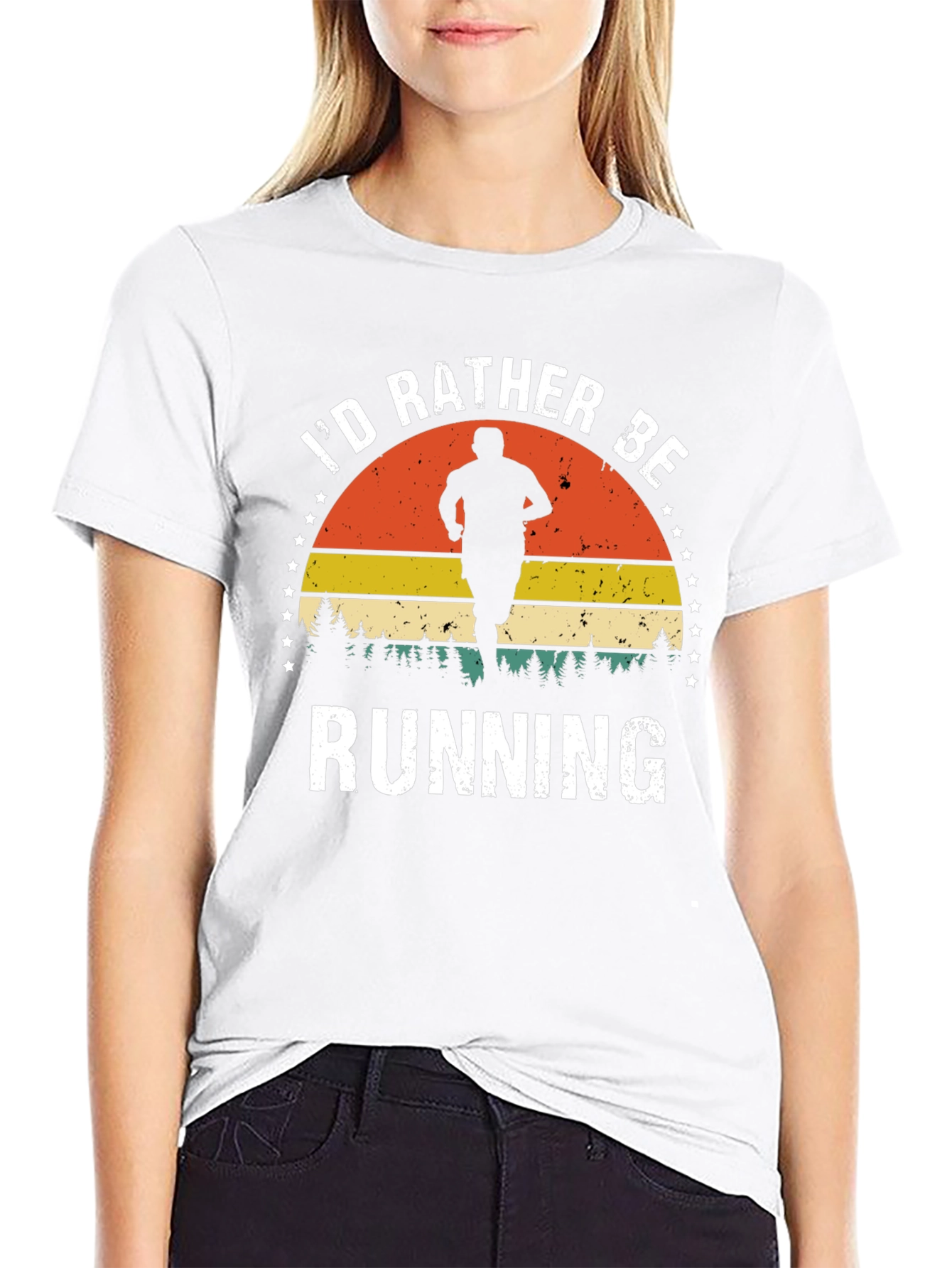Black Retro "I'd Rather Be Running" Graphic Tee view 9
