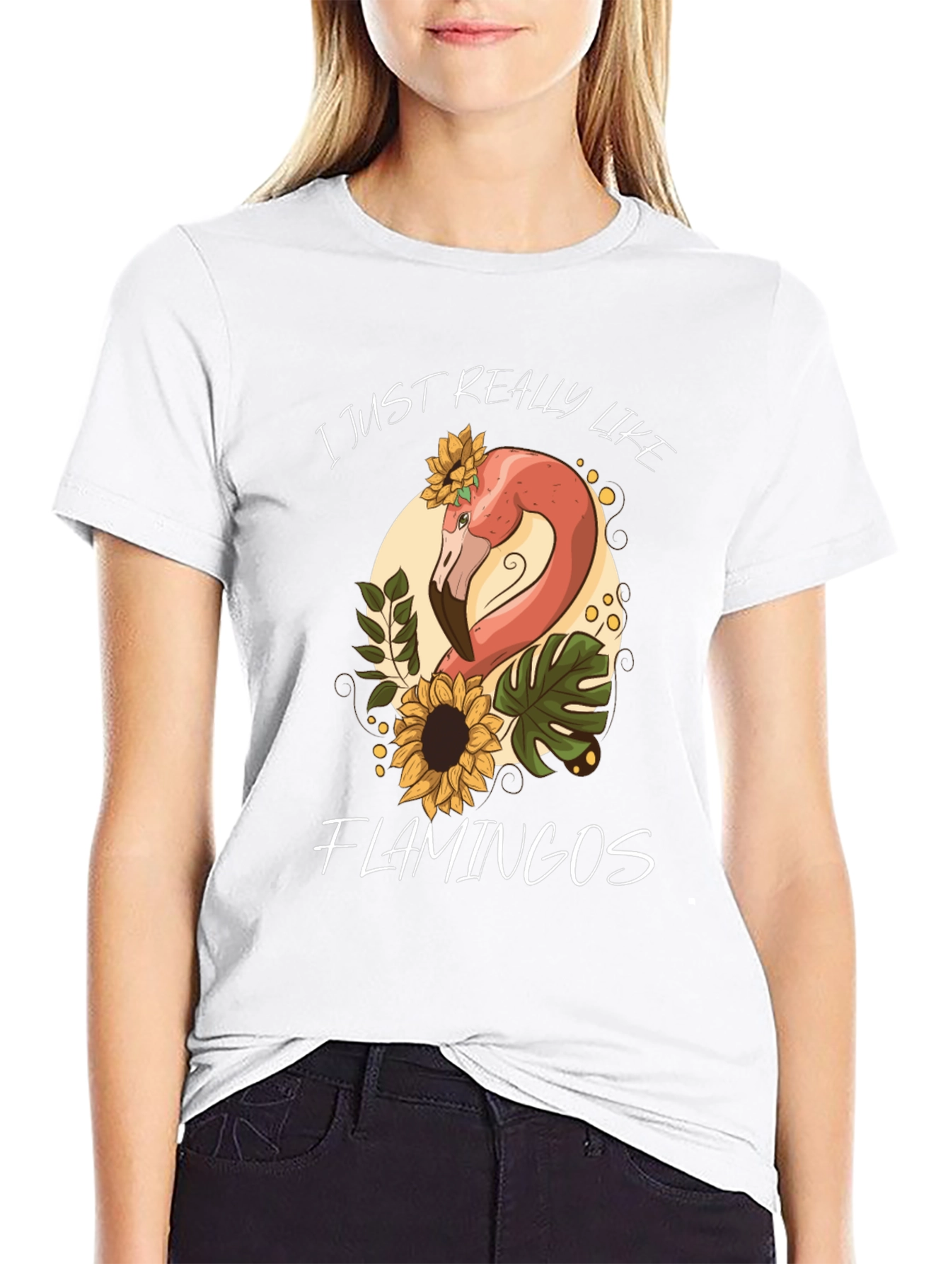Black Flamingo Lover Graphic Tee - Cute and Comfy! view 9