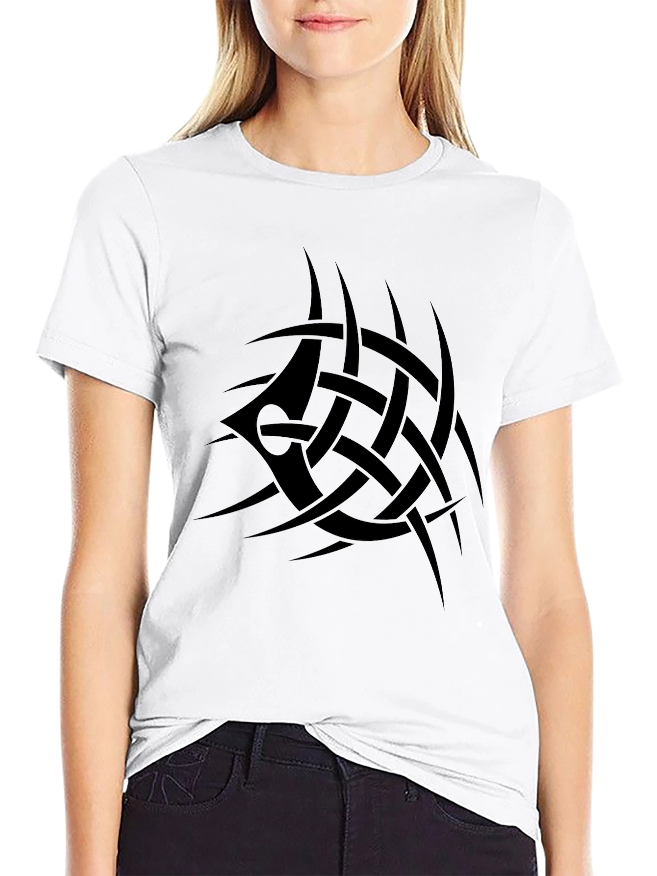 Black Men's Black Tribal Tattoo Graphic T-Shirt view 9